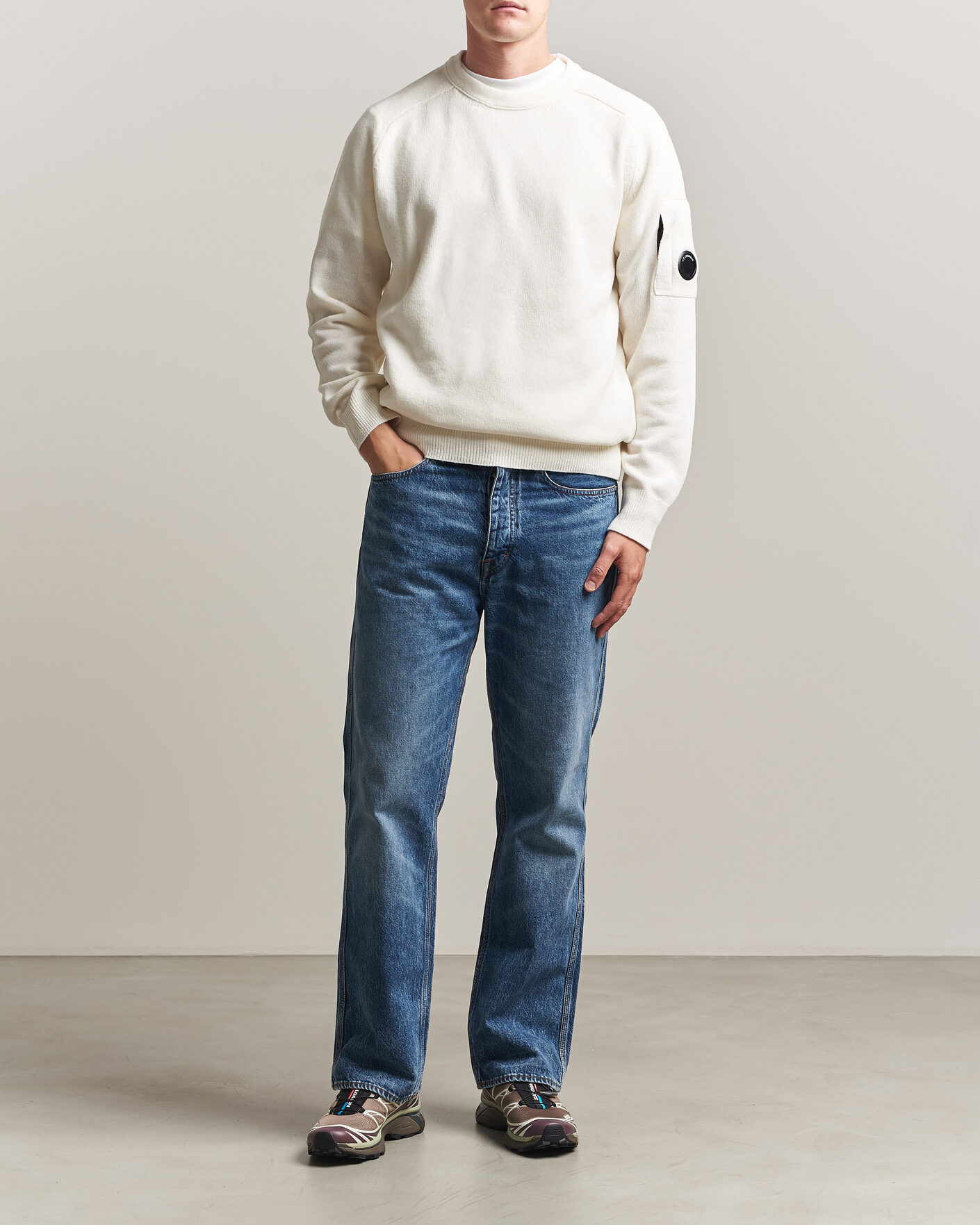 Uomini | Maglieria | C.P. Company | Knitted Lambswool Crew Neck White