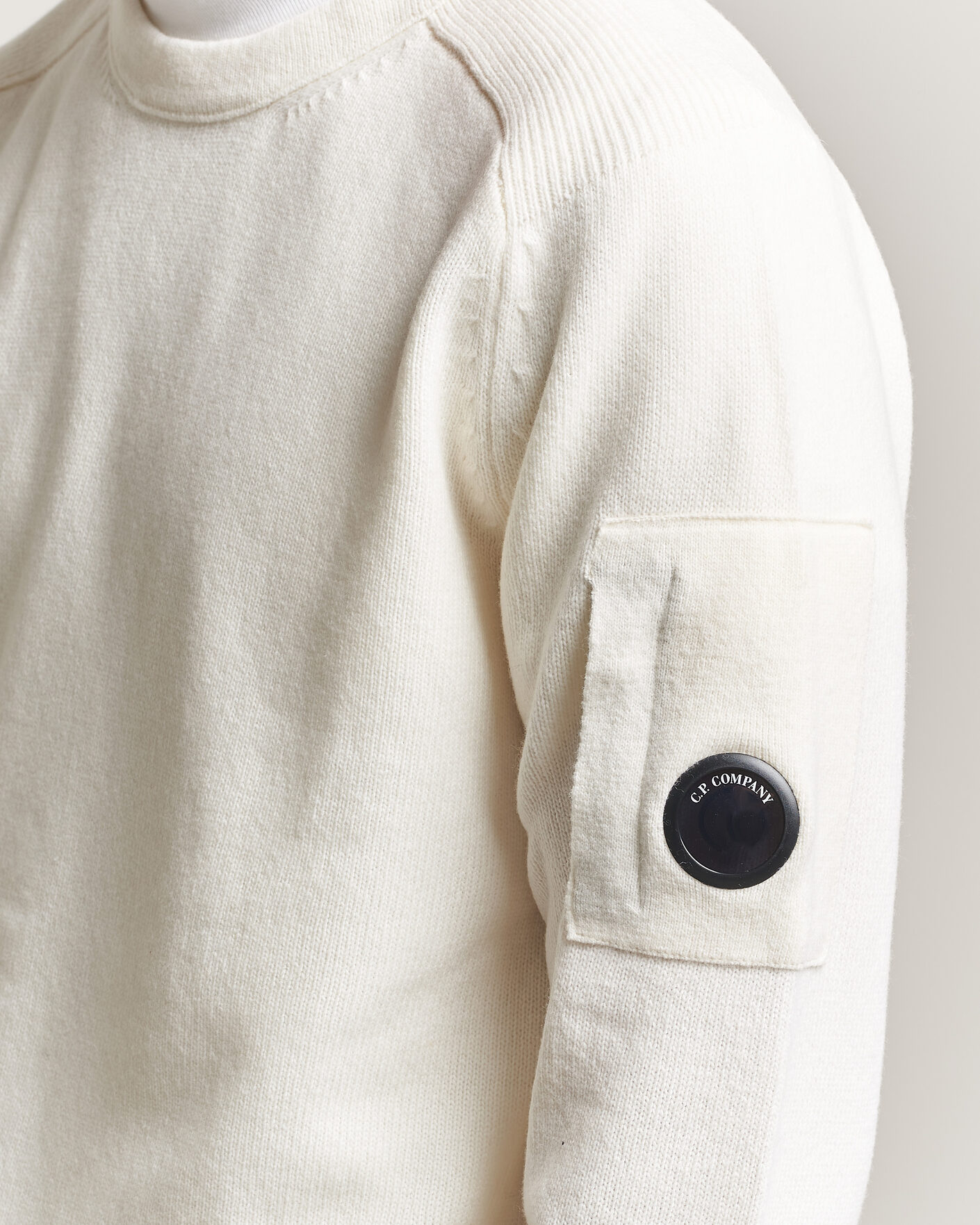 Uomini | Maglieria | C.P. Company | Knitted Lambswool Crew Neck White