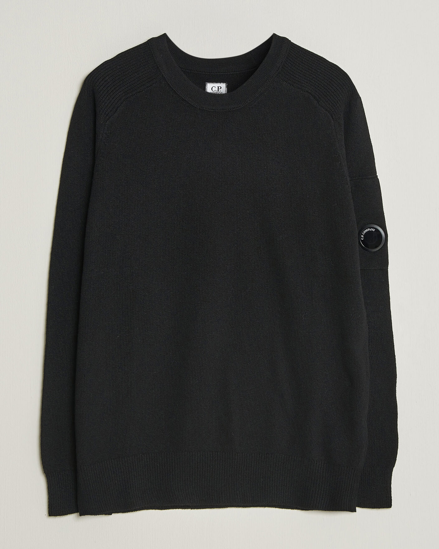 Uomini | Maglieria | C.P. Company | Knitted Lambswool Crew Neck Black
