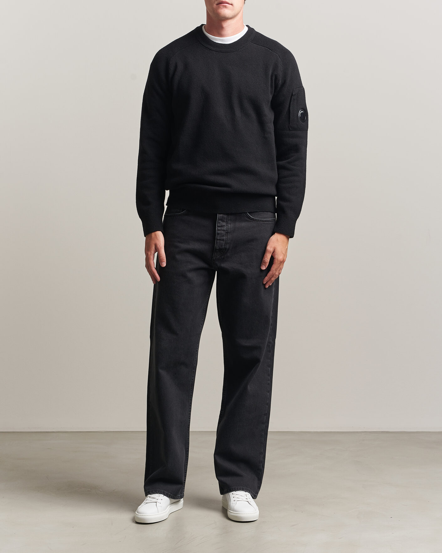 Uomini | Maglieria | C.P. Company | Knitted Lambswool Crew Neck Black