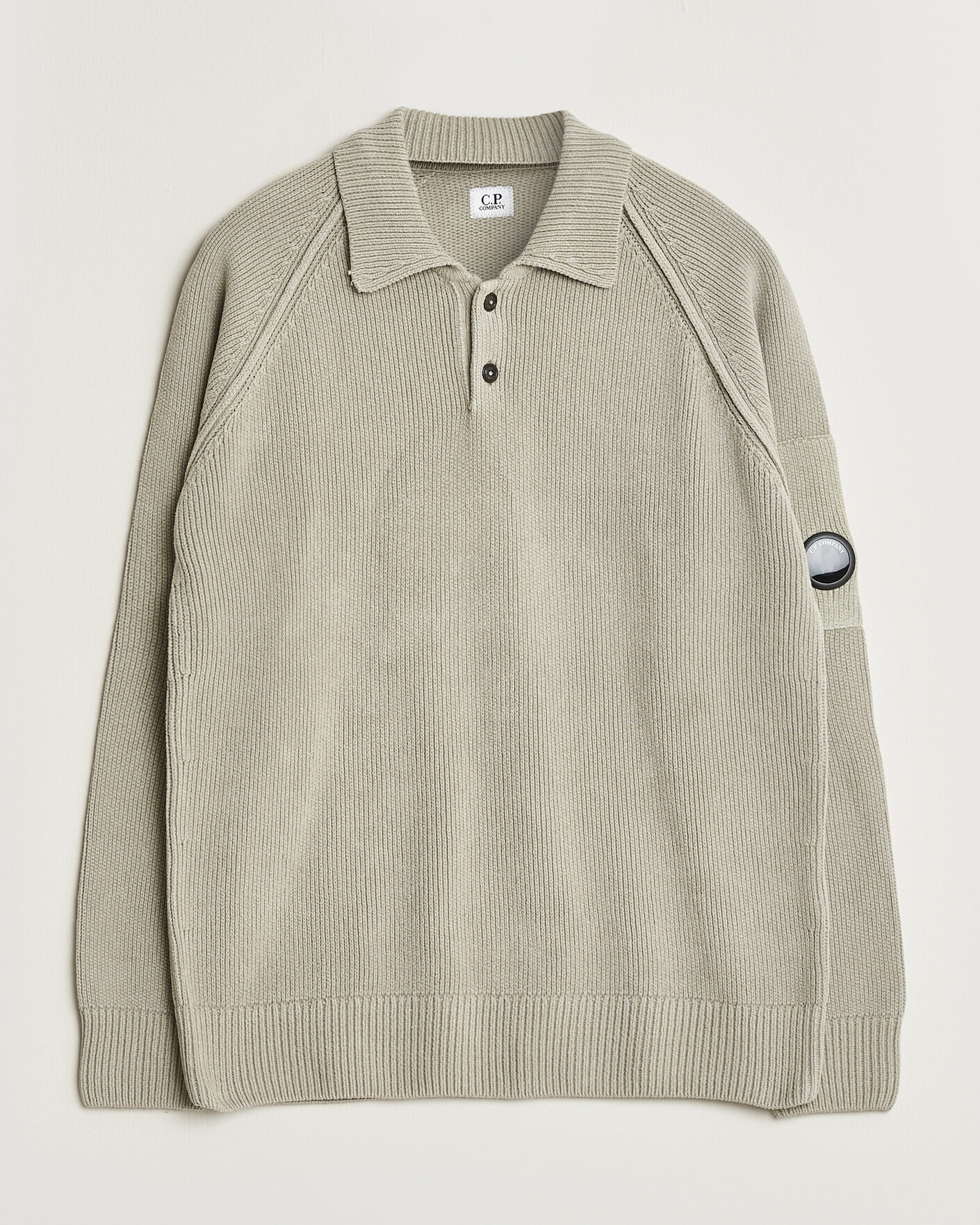 Uomini | Maglieria | C.P. Company | Cotton Chenille Polo Collar Light Grey