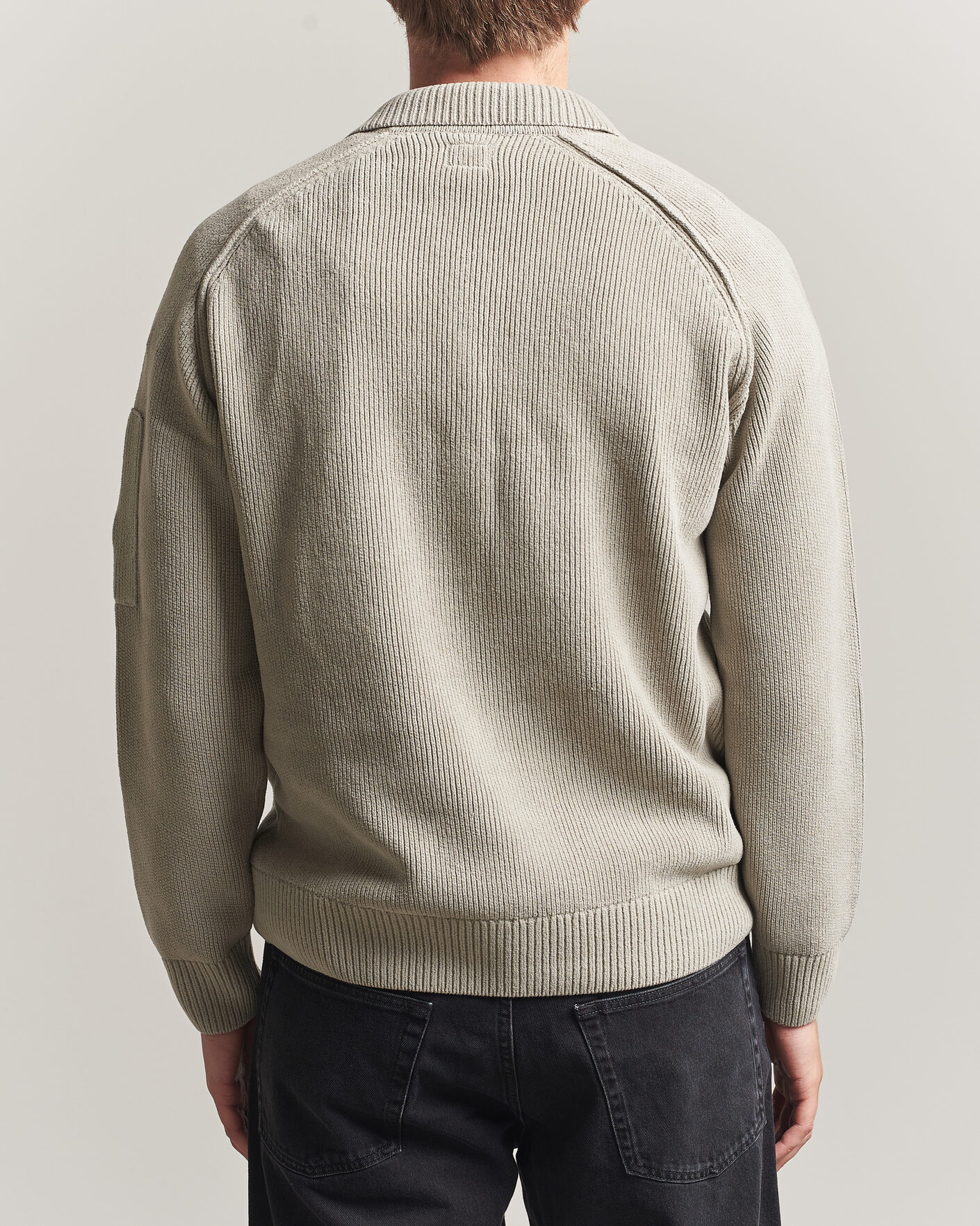 Uomini | Maglieria | C.P. Company | Cotton Chenille Polo Collar Light Grey