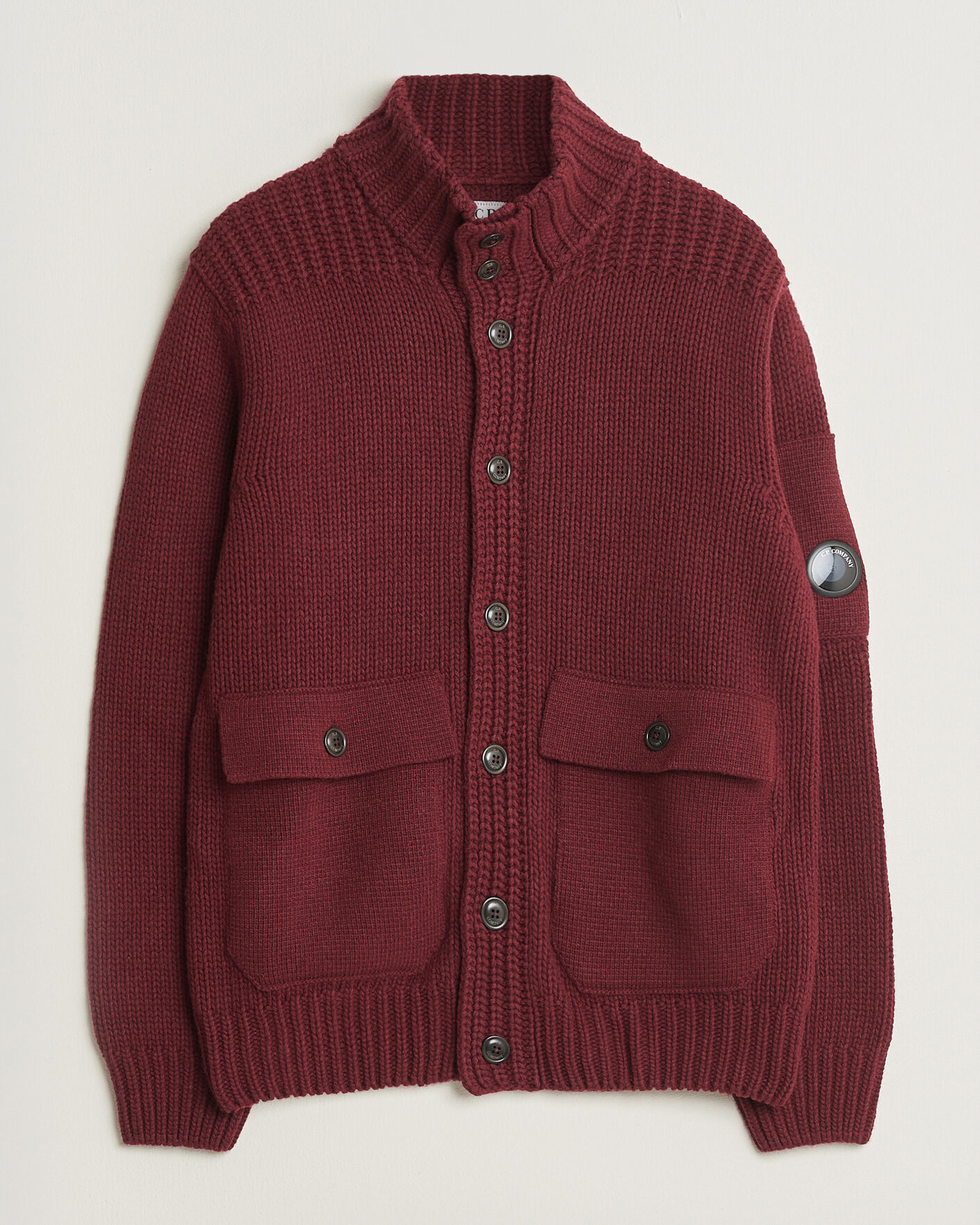 Uomini | Maglieria | C.P. Company | Heavy Lambswool Cardigan Burgundy