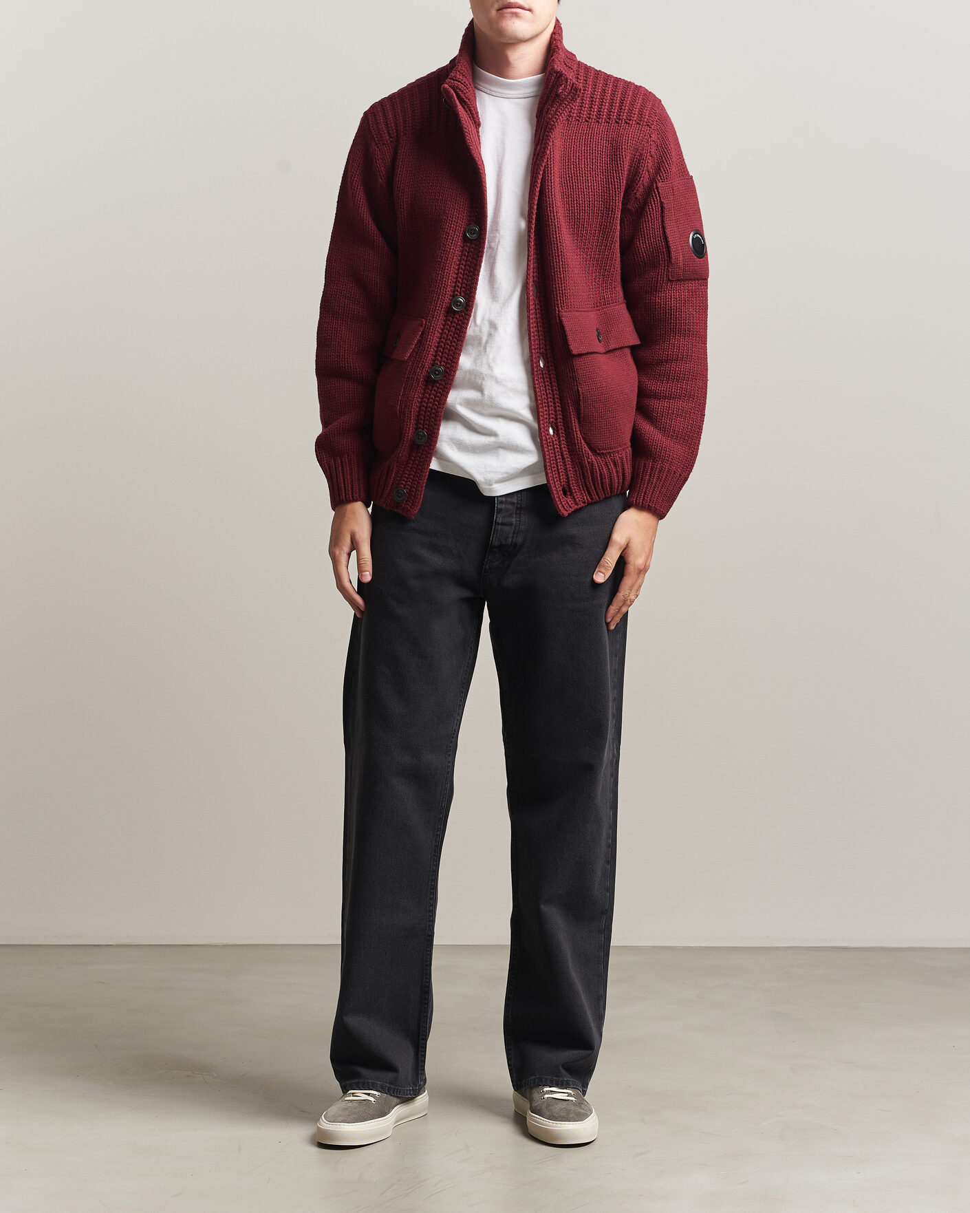 Uomini | Maglieria | C.P. Company | Heavy Lambswool Cardigan Burgundy