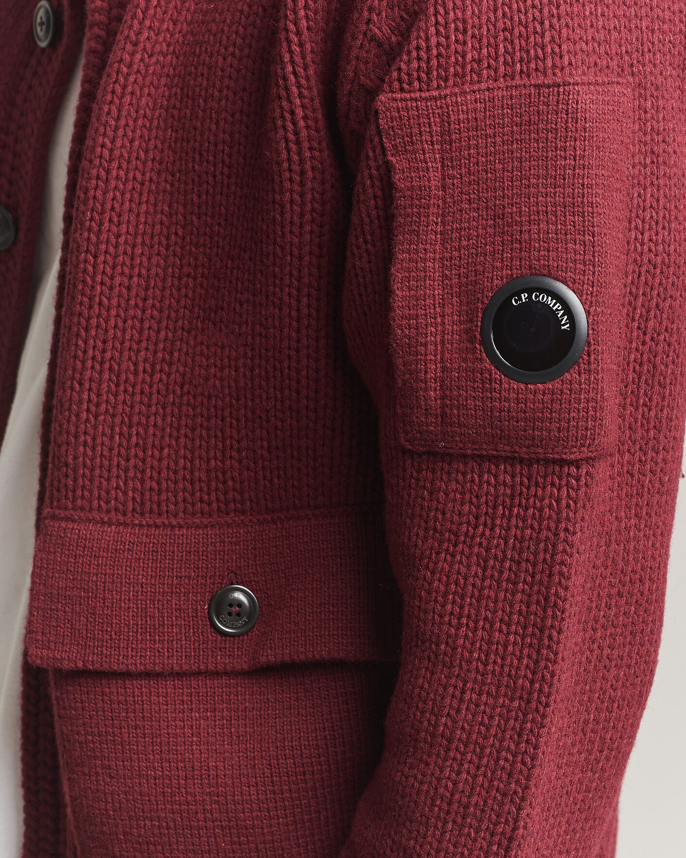 Uomini | Maglieria | C.P. Company | Heavy Lambswool Cardigan Burgundy
