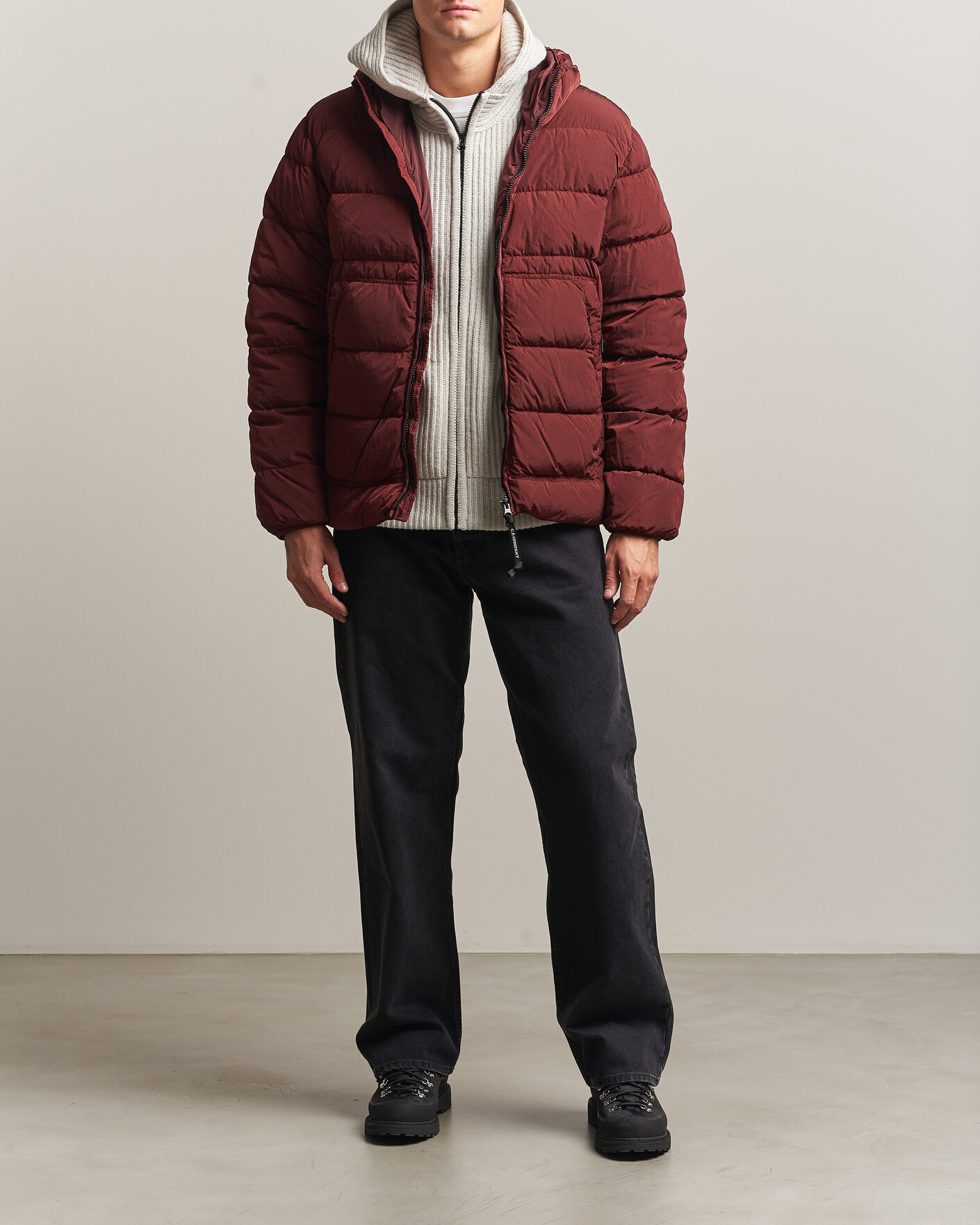 Uomini | Giacche | C.P. Company | Chrome-R Goggle Down Jacket Burgundy