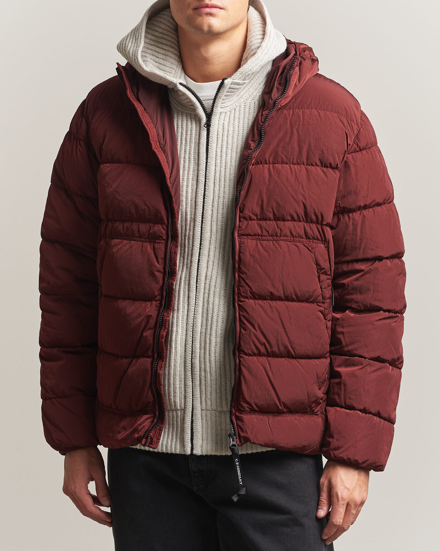 Uomini | Giacche | C.P. Company | Chrome-R Goggle Down Jacket Burgundy