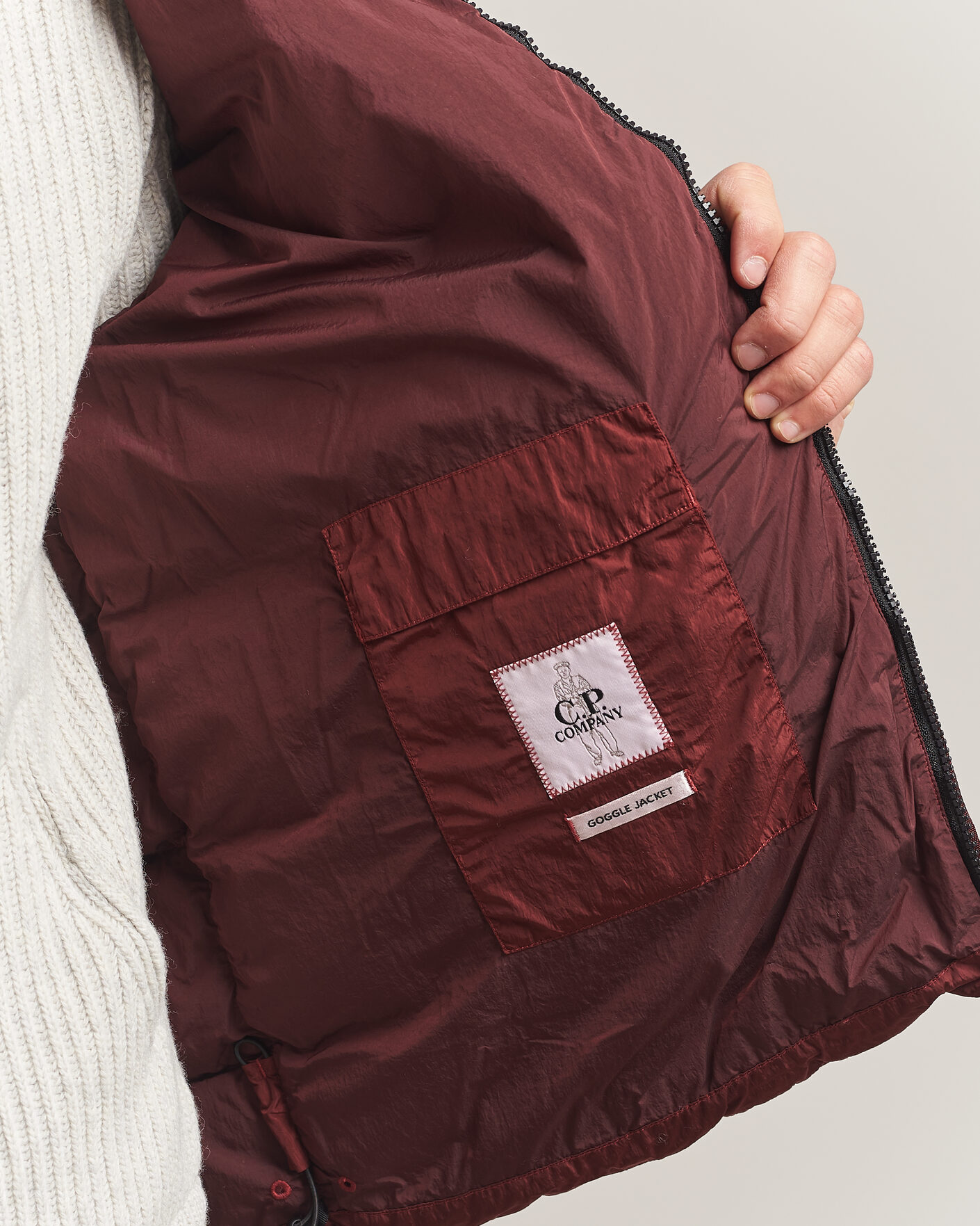 Uomini | Giacche | C.P. Company | Chrome-R Goggle Down Jacket Burgundy