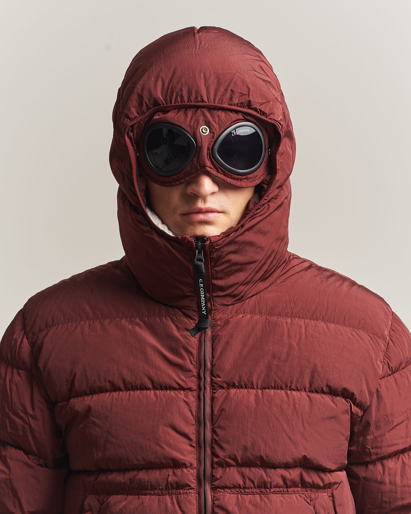 Uomini | Giacche | C.P. Company | Chrome-R Goggle Down Jacket Burgundy