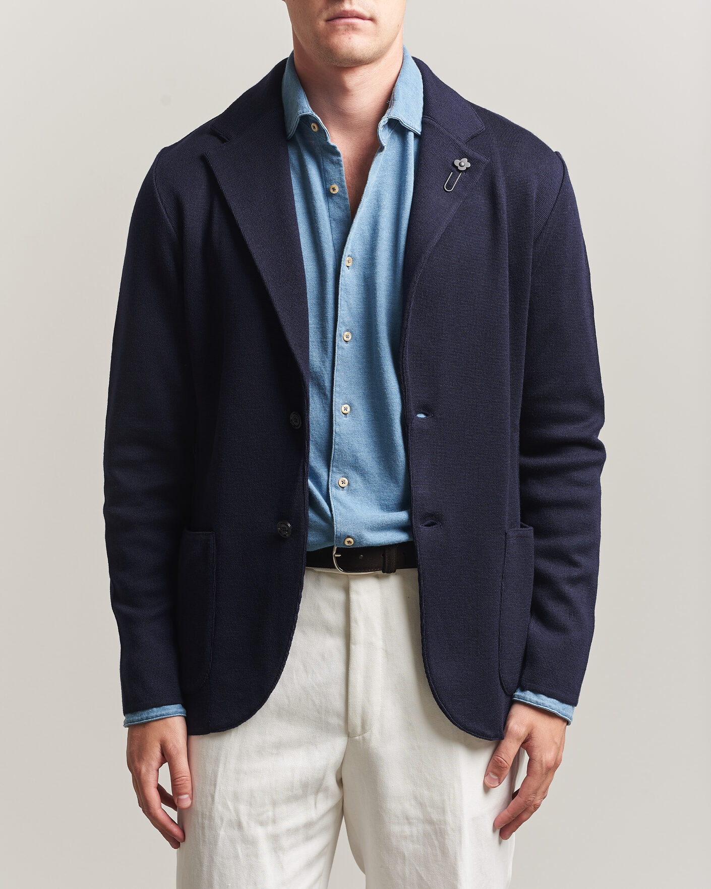 Uomini | Blazers | Lardini | Knitted Wool Blazer Navy