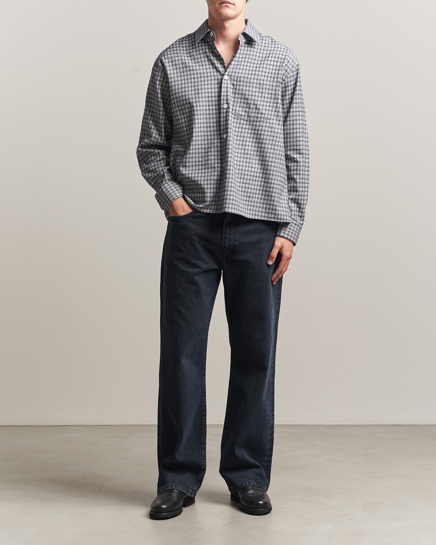 Uomini | Camicie | Jeanerica | Juan Checked Flannel Shirt Blue