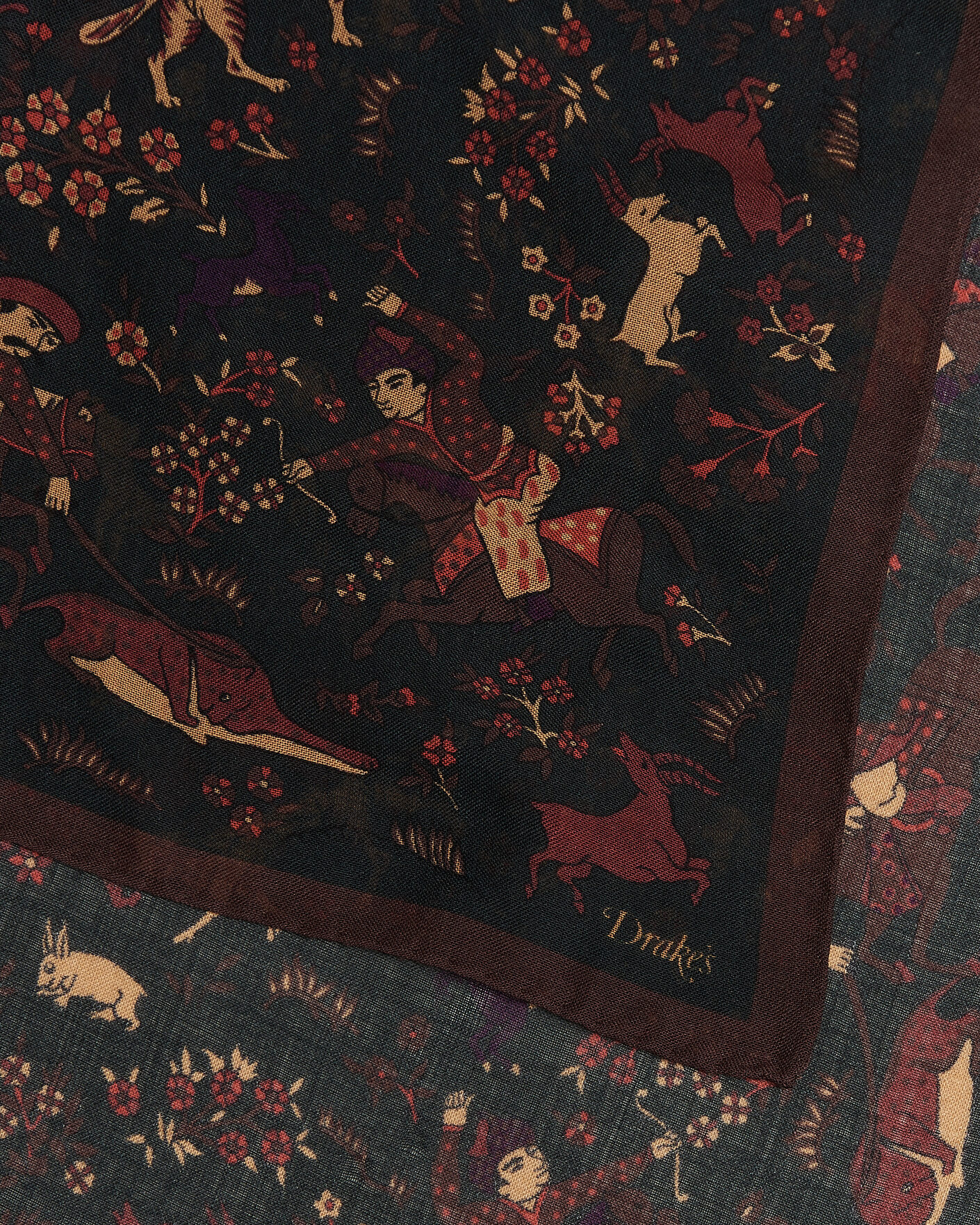 Uomini | Sciarpe | Drake's | Moghul Wool/Silk Bandana Green
