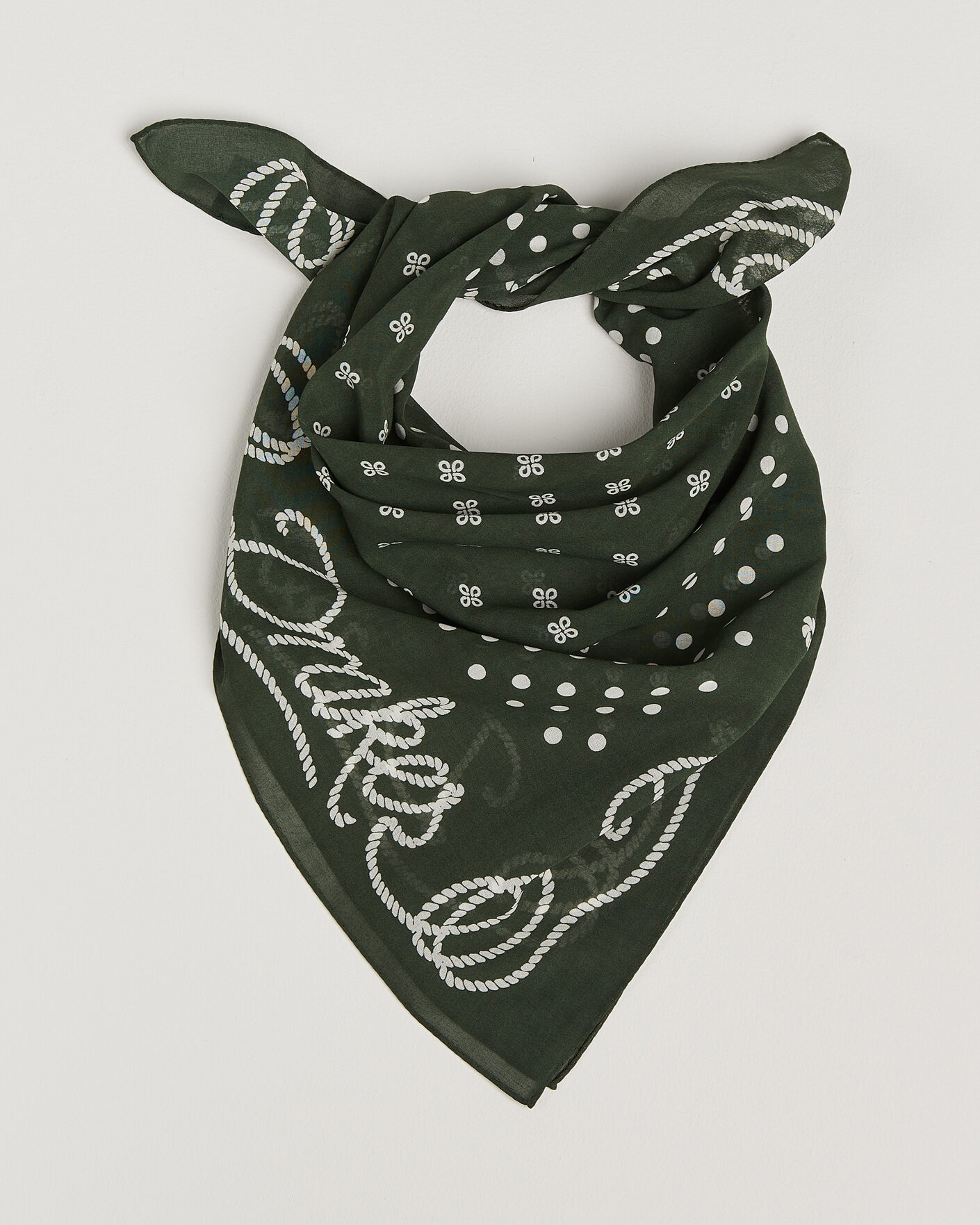 Uomini | Sciarpe | Drake's | Rope Border Cotton Bandana Green
