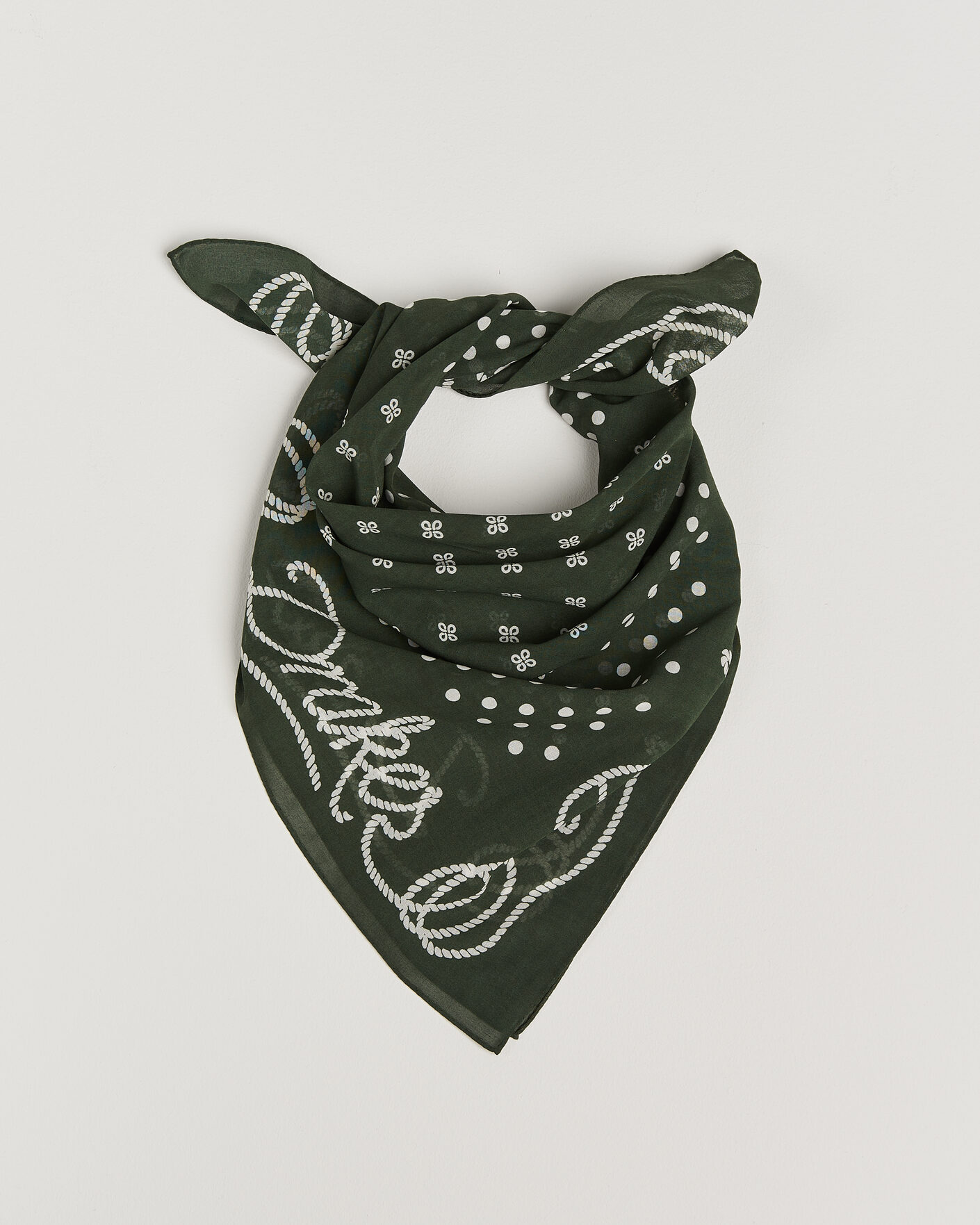 Uomini | Sciarpe | Drake's | Rope Border Cotton Bandana Green