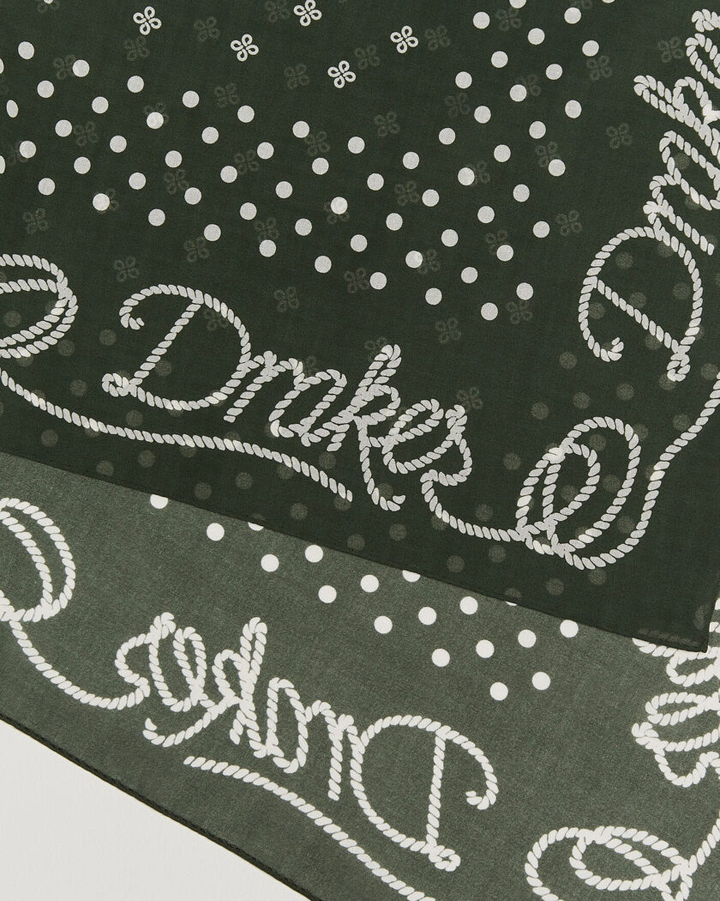 Uomini | Sciarpe | Drake's | Rope Border Cotton Bandana Green