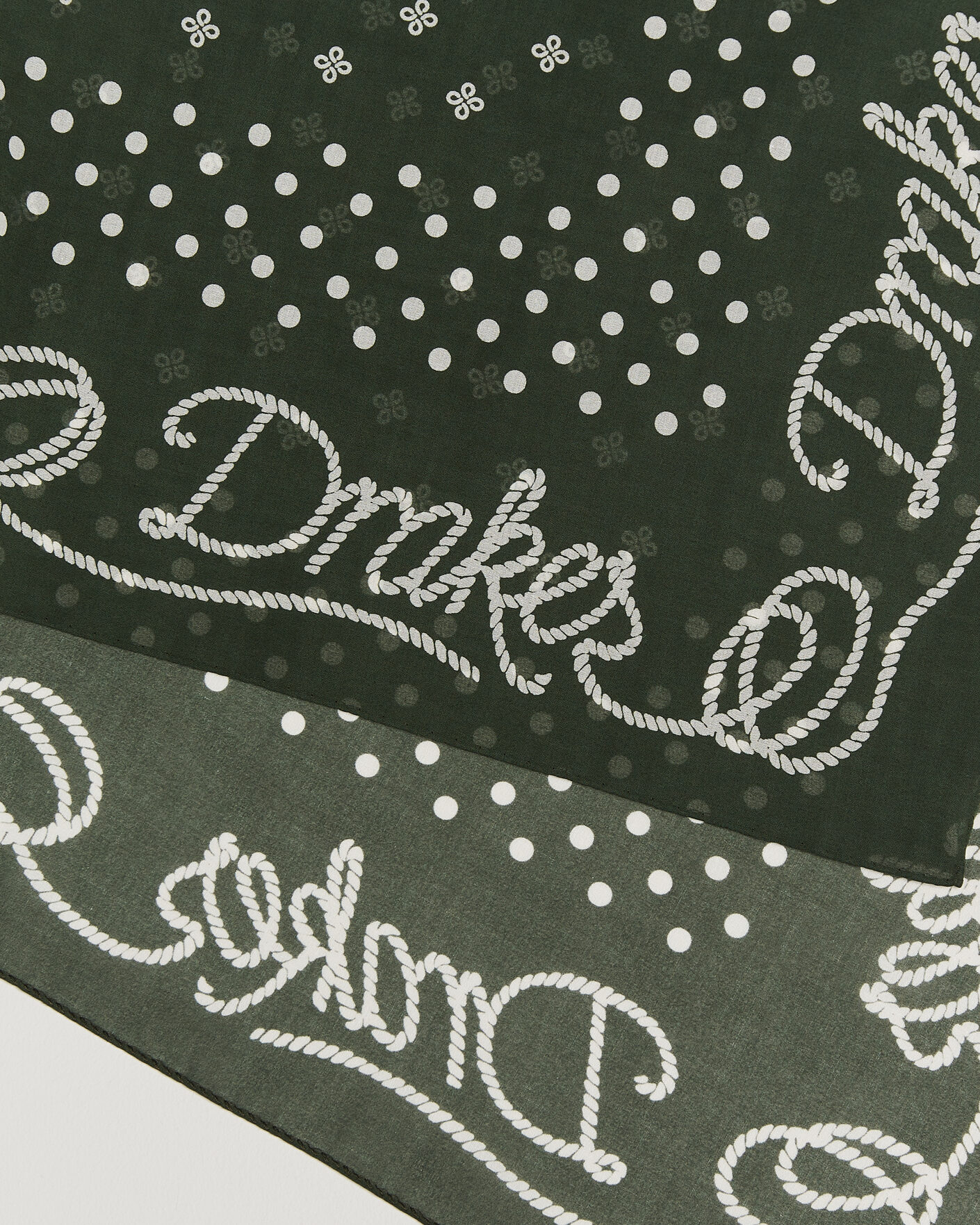 Uomini | Sciarpe | Drake's | Rope Border Cotton Bandana Green