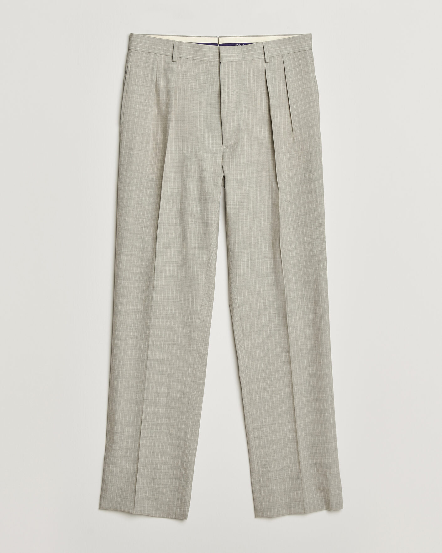 Uomini | Pantaloni | Ralph Lauren Purple Label | Glenn Pinstriped Pleated Wool Trousers Grey