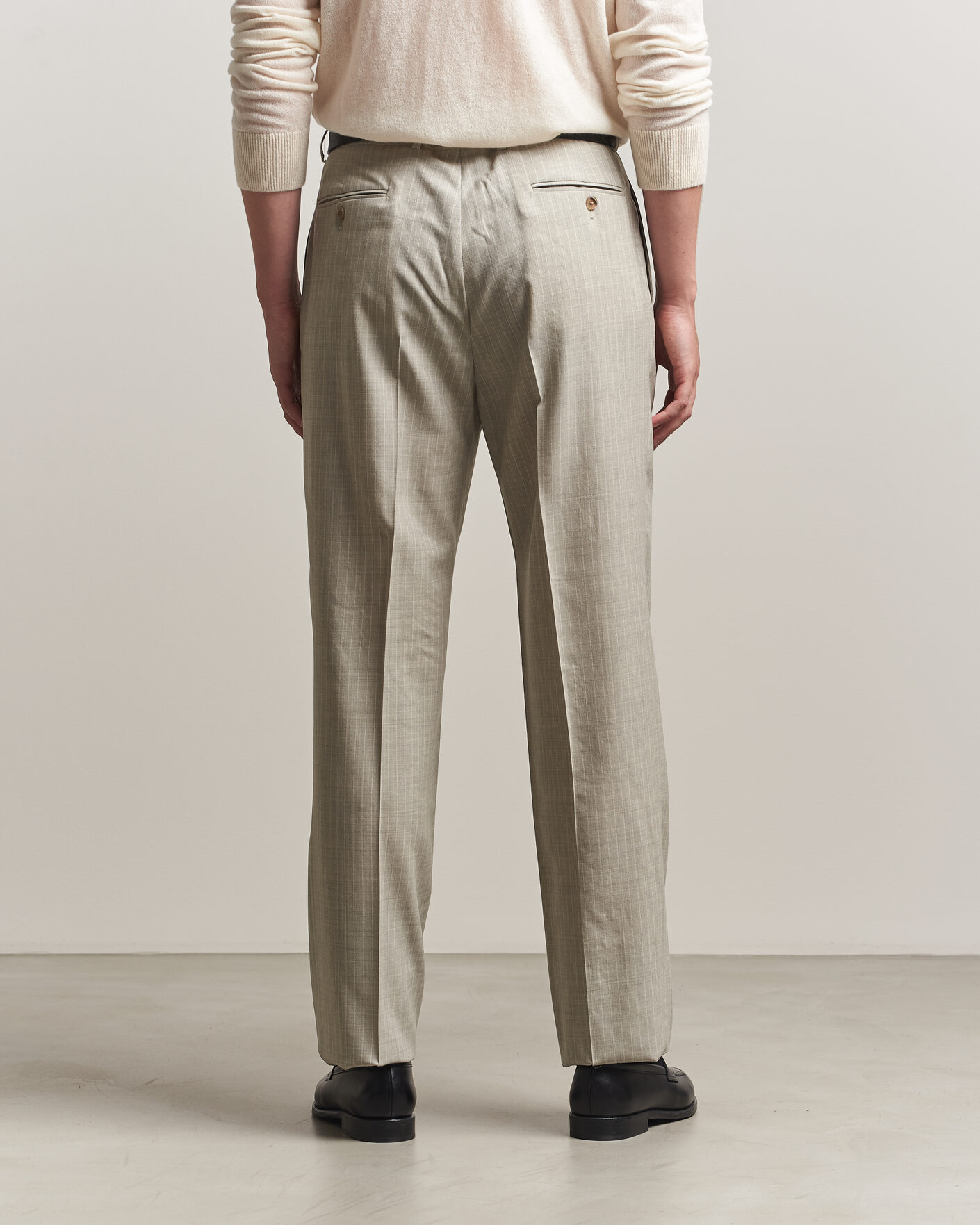Uomini | Pantaloni | Ralph Lauren Purple Label | Glenn Pinstriped Pleated Wool Trousers Grey