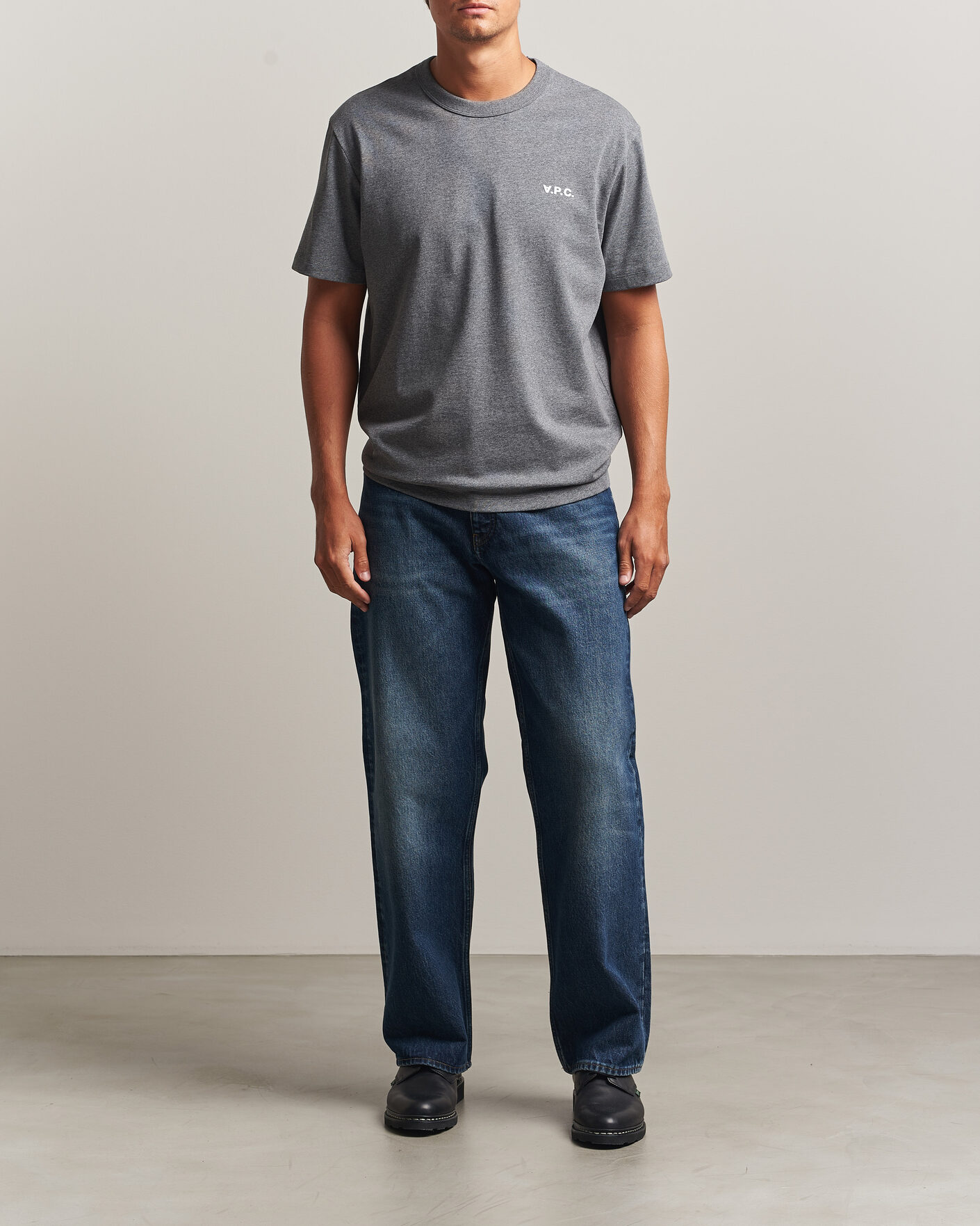 Uomini | T-shirt | A.P.C. | Boxy Fit Petit VPC T-Shirt Heathered Anthracite