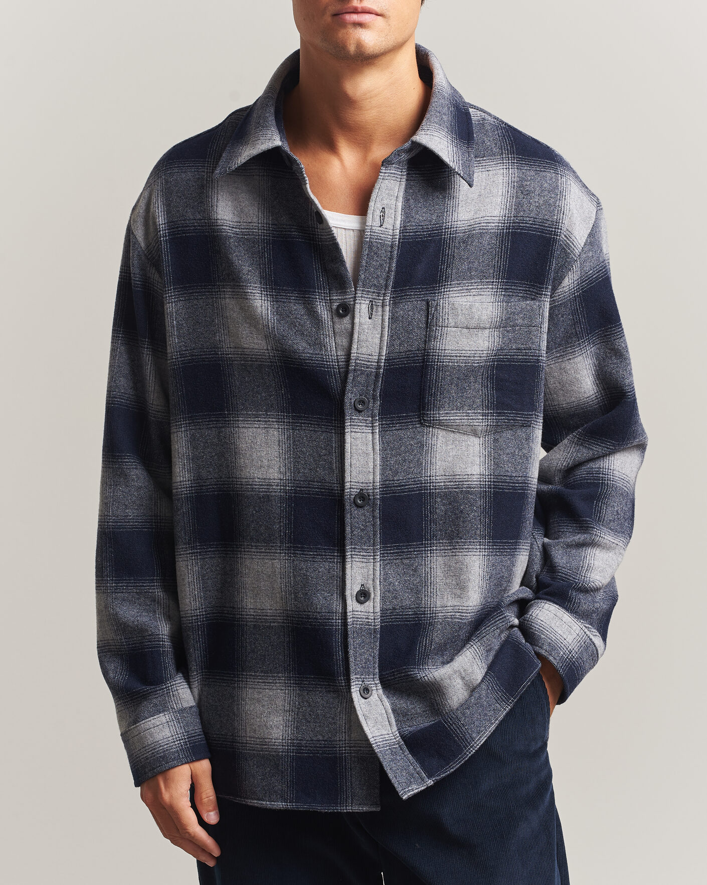 Uomini | Camicie | A.P.C. | Malaury Checked Overshirt Light Grey