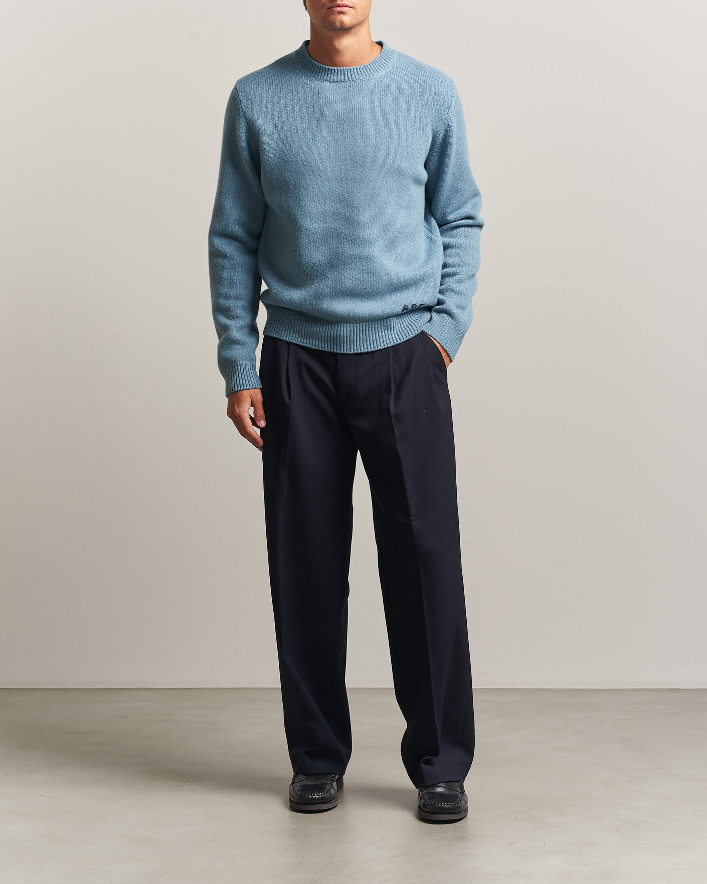 Uomini | Maglieria | A.P.C. | Edmond Wool Knitted Sweater Light Blue Melange