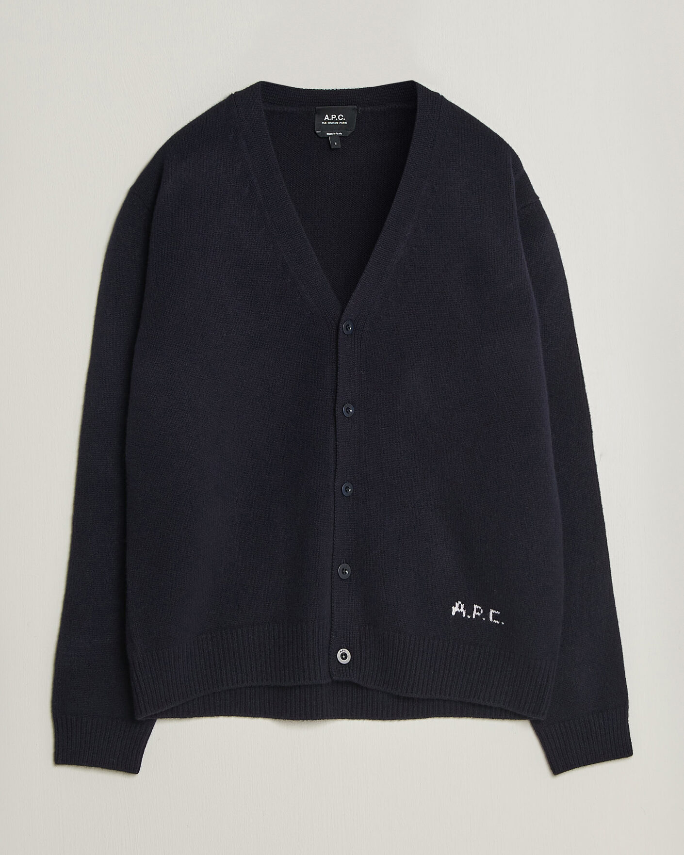 Uomini | Maglieria | A.P.C. | Kevin Wool Knitted Cardigan Dark Navy