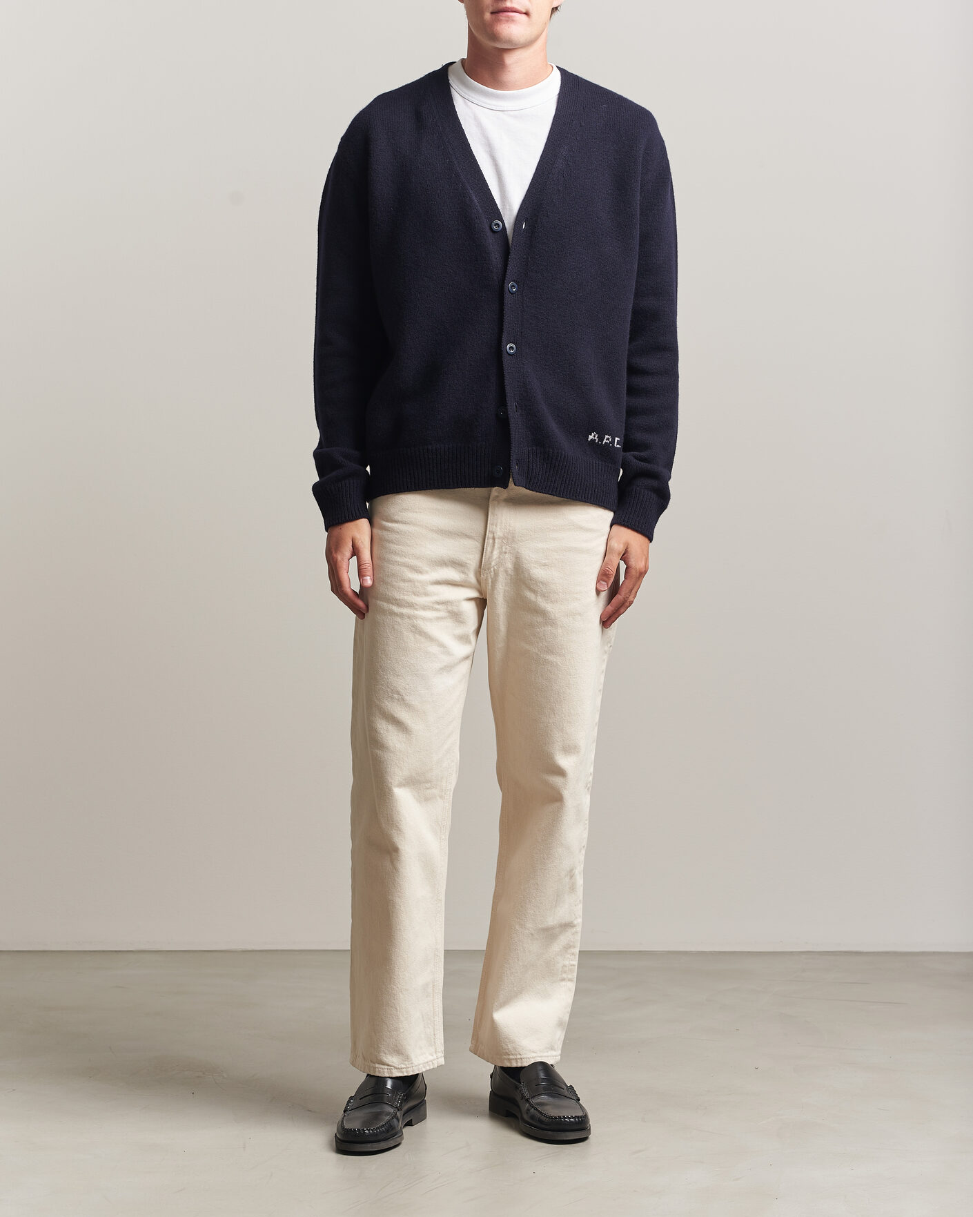 Uomini | Maglieria | A.P.C. | Kevin Wool Knitted Cardigan Dark Navy