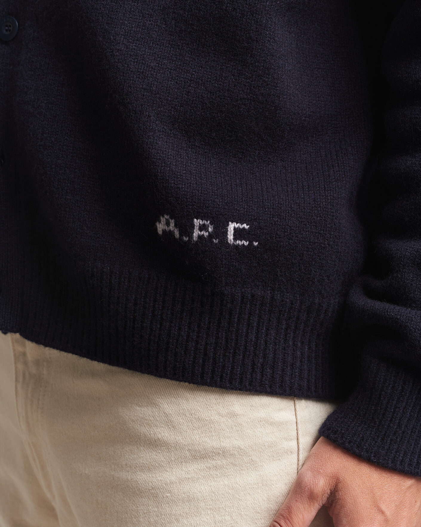 Uomini | Maglieria | A.P.C. | Kevin Wool Knitted Cardigan Dark Navy