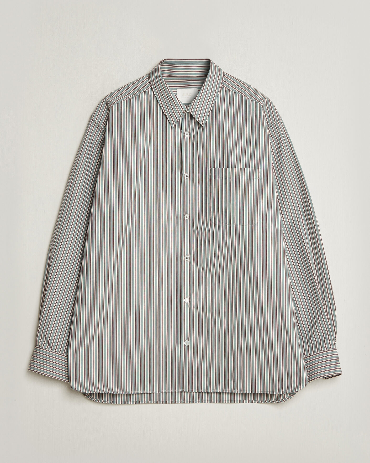 Uomini | Camicie | A.P.C. | Malo Cotton Striped Shirt Almond Green