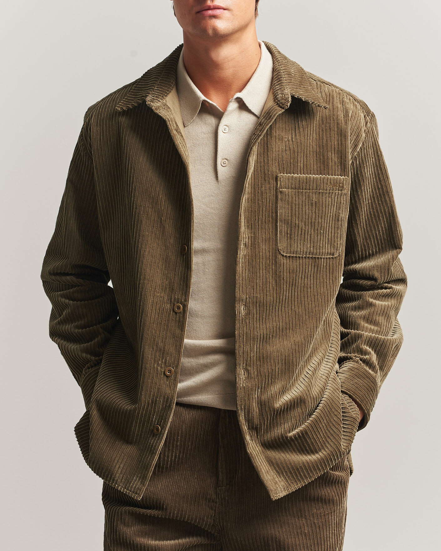 Uomini | Camicie | A.P.C. | Mateo Corduroy Overshirt Taupe