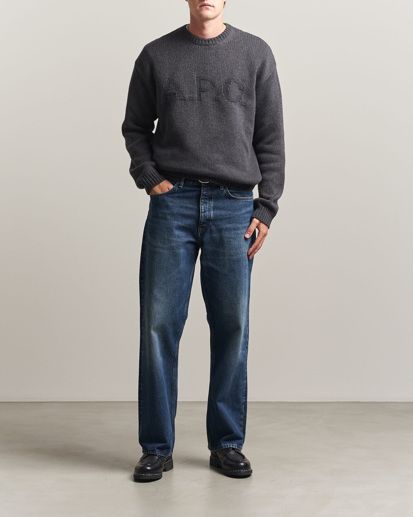 Uomini | Maglieria | A.P.C. | George Wool Knitted Sweater Anthracite Melange