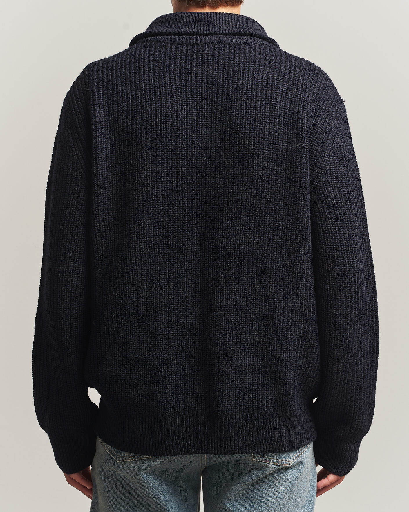 Uomini | Maglieria | A.P.C. | Daniel Wool Rib Knitted Half Zip Dark Navy