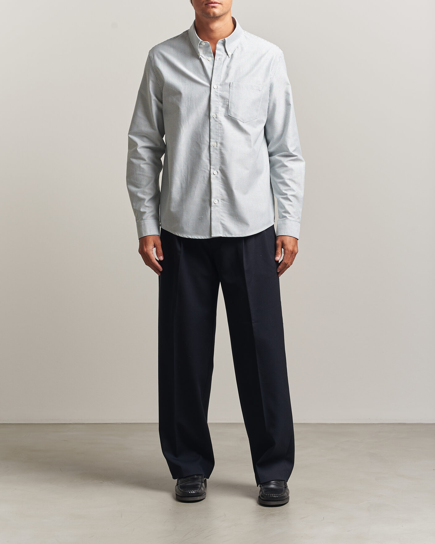 Uomini | Camicie | A.P.C. | Greg Striped Oxford Shirt Green/White