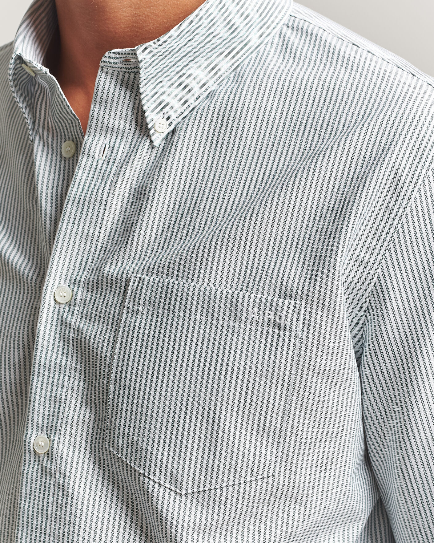 Uomini | Camicie | A.P.C. | Greg Striped Oxford Shirt Green/White