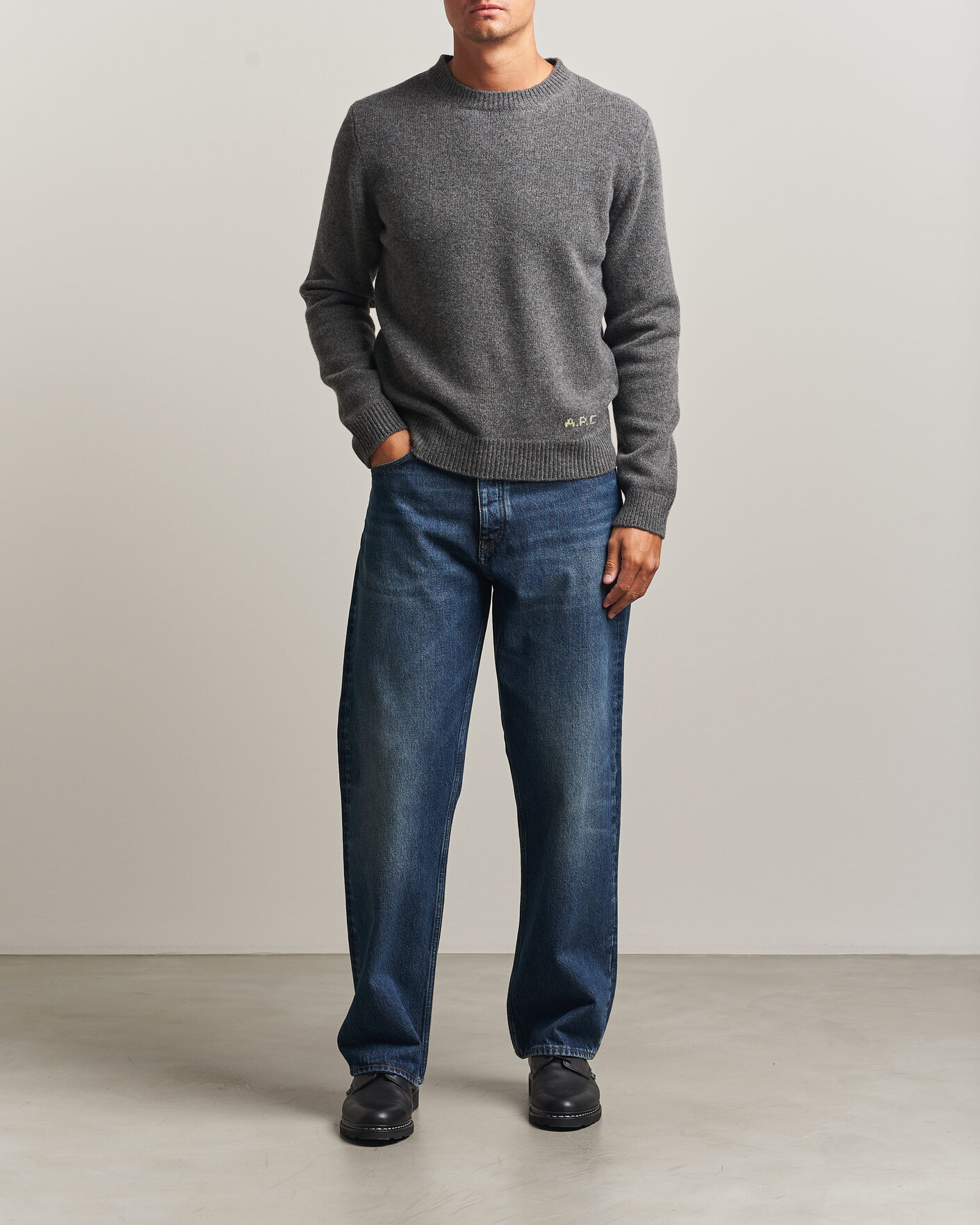 Uomini | Maglieria | A.P.C. | Edmond Wool Knitted Sweater Anthracite Melange