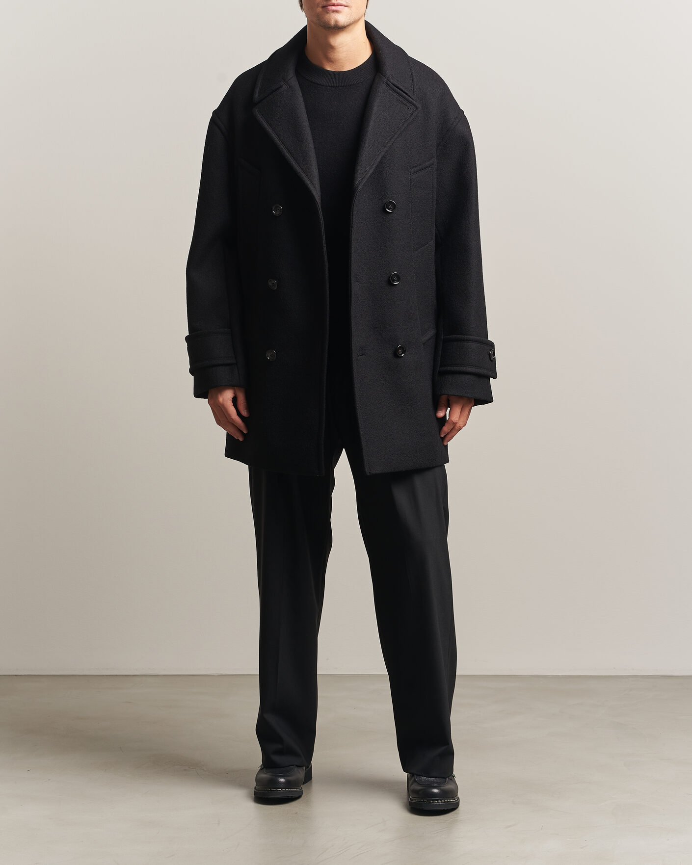 Uomini | Giacche | AMI | Wool Peacoat Black