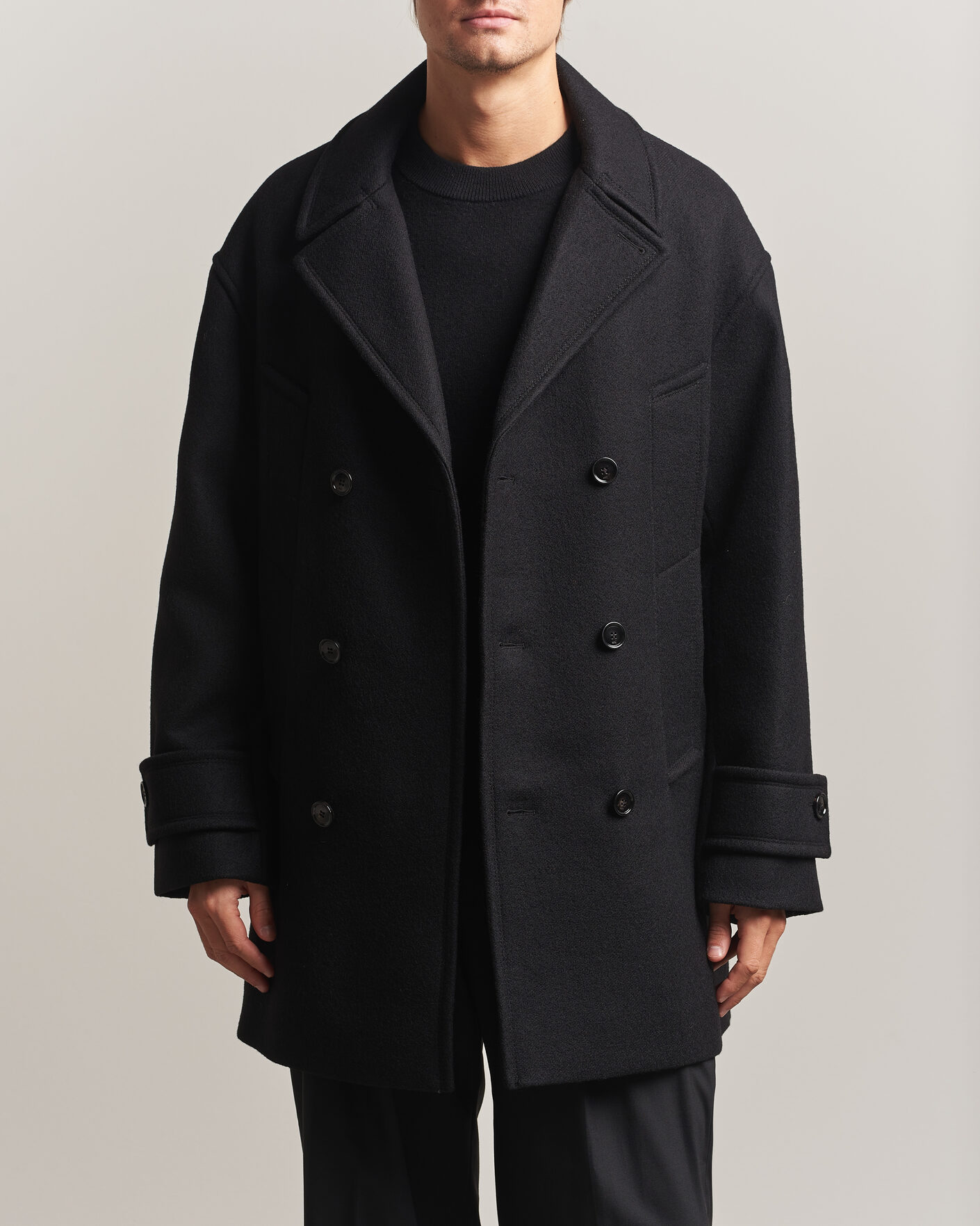Uomini | Giacche | AMI | Wool Peacoat Black