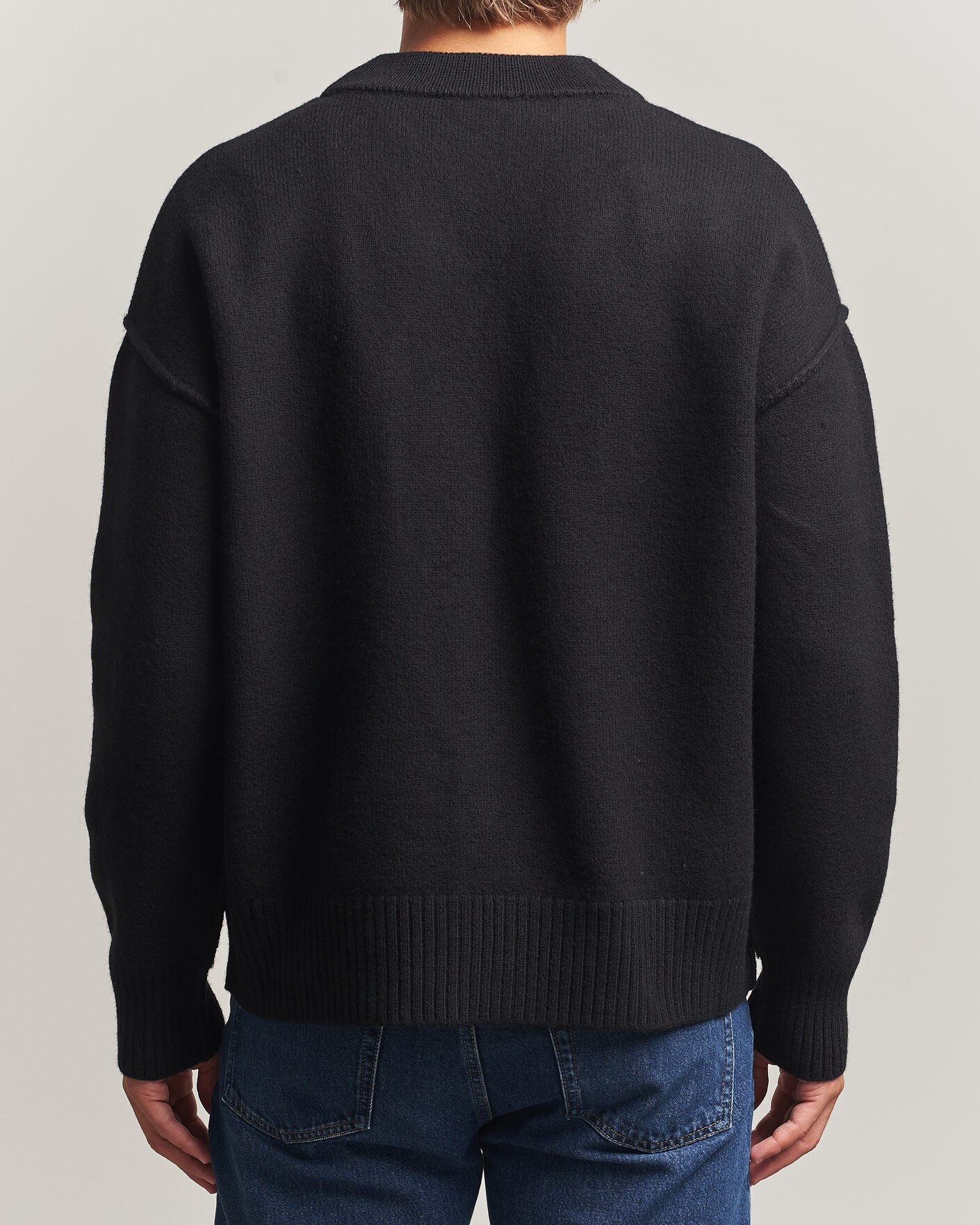 Uomini | Maglieria | AMI | Big Heart Logo Wool Knitted Cardigan Black