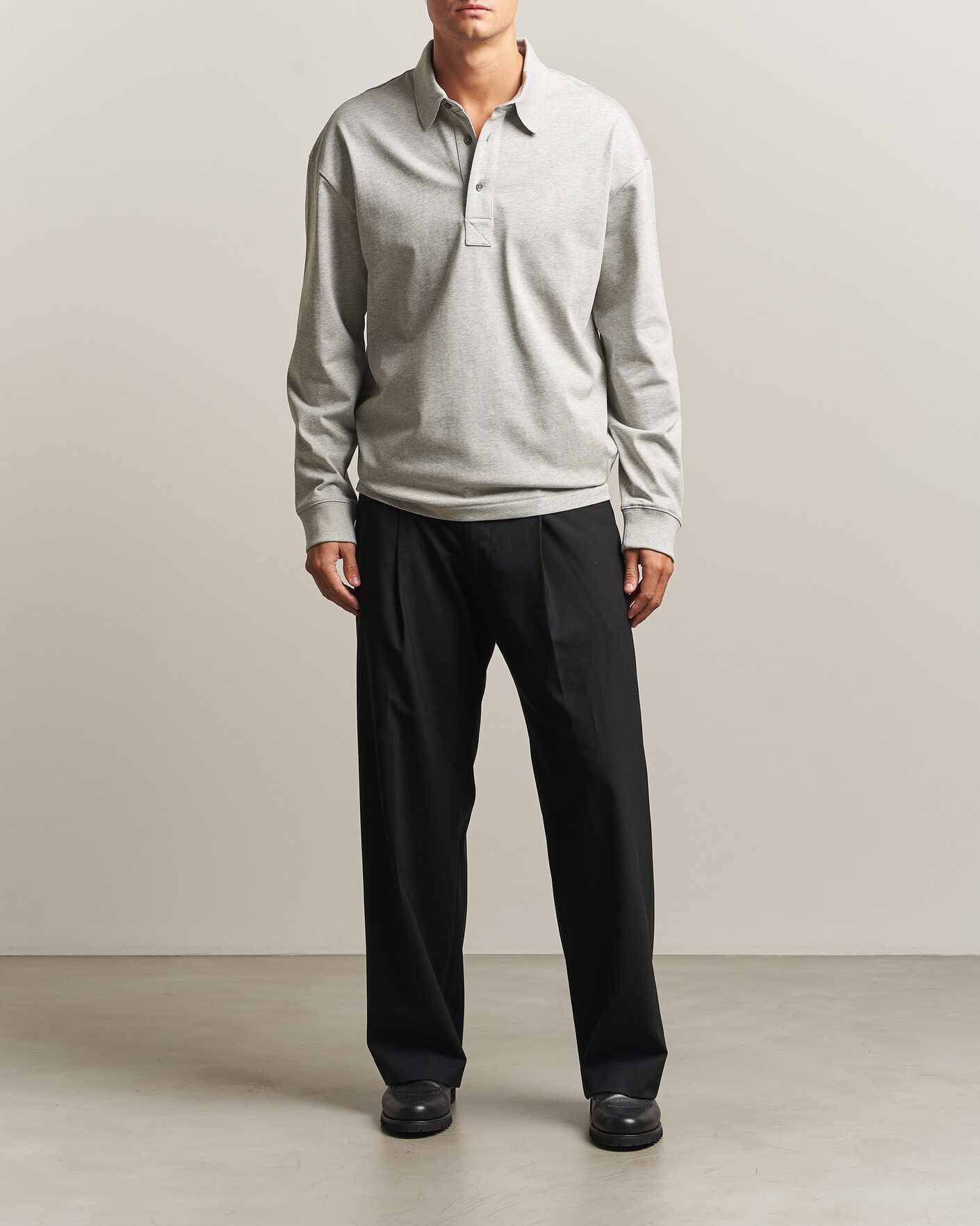Uomini | Maglieria | AMI | Heritage Logo Rugger Light Grey Melange