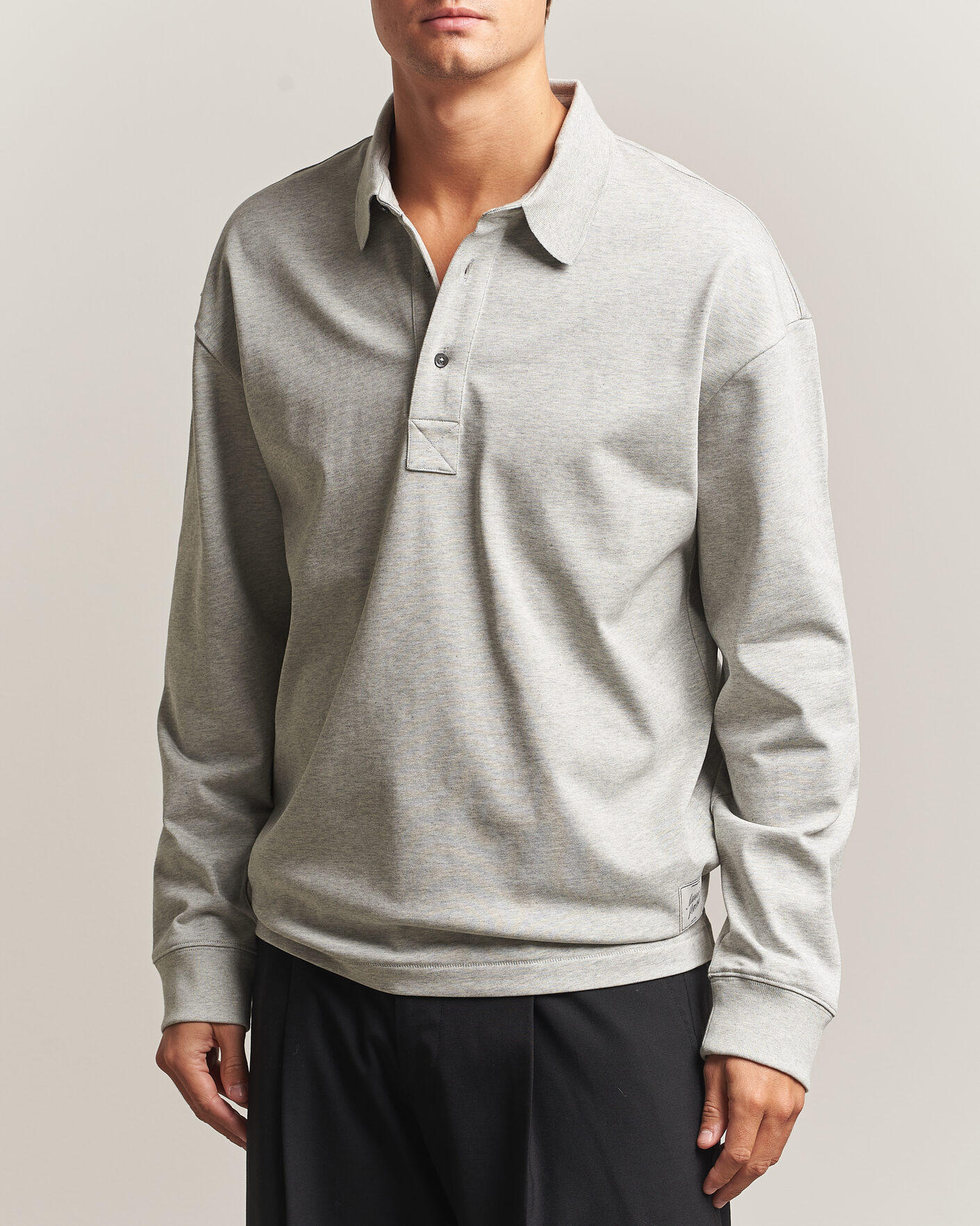 Uomini | Maglieria | AMI | Heritage Logo Rugger Light Grey Melange
