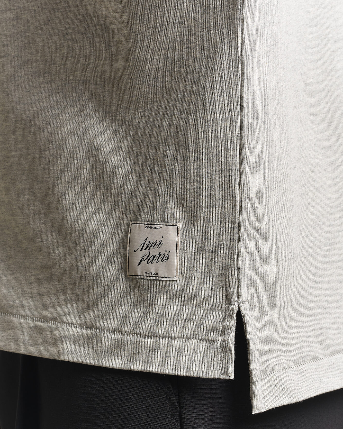 Uomini | Maglieria | AMI | Heritage Logo Rugger Light Grey Melange