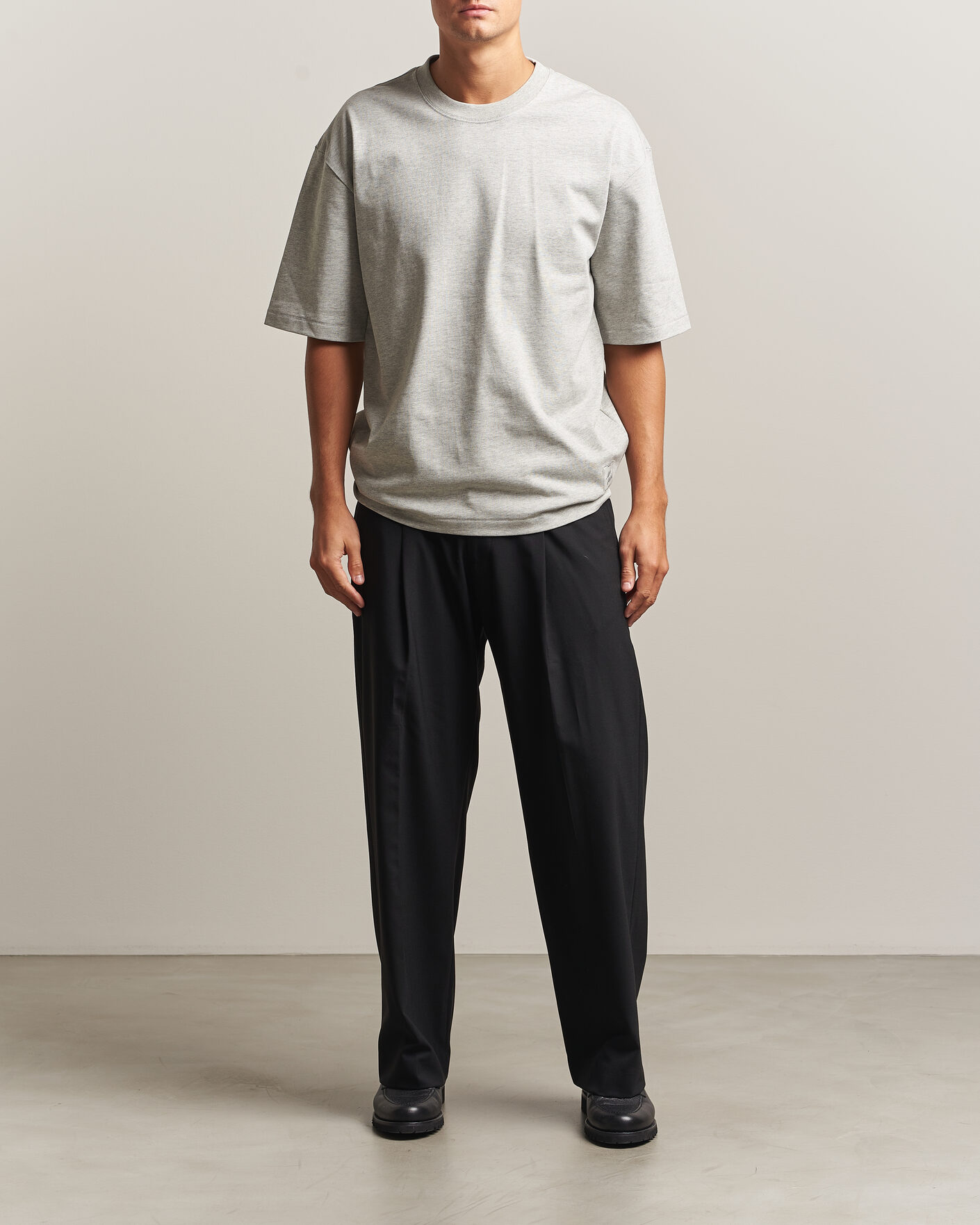 Uomini | T-shirt | AMI | Heritage Logo T-Shirt Light Grey Melange