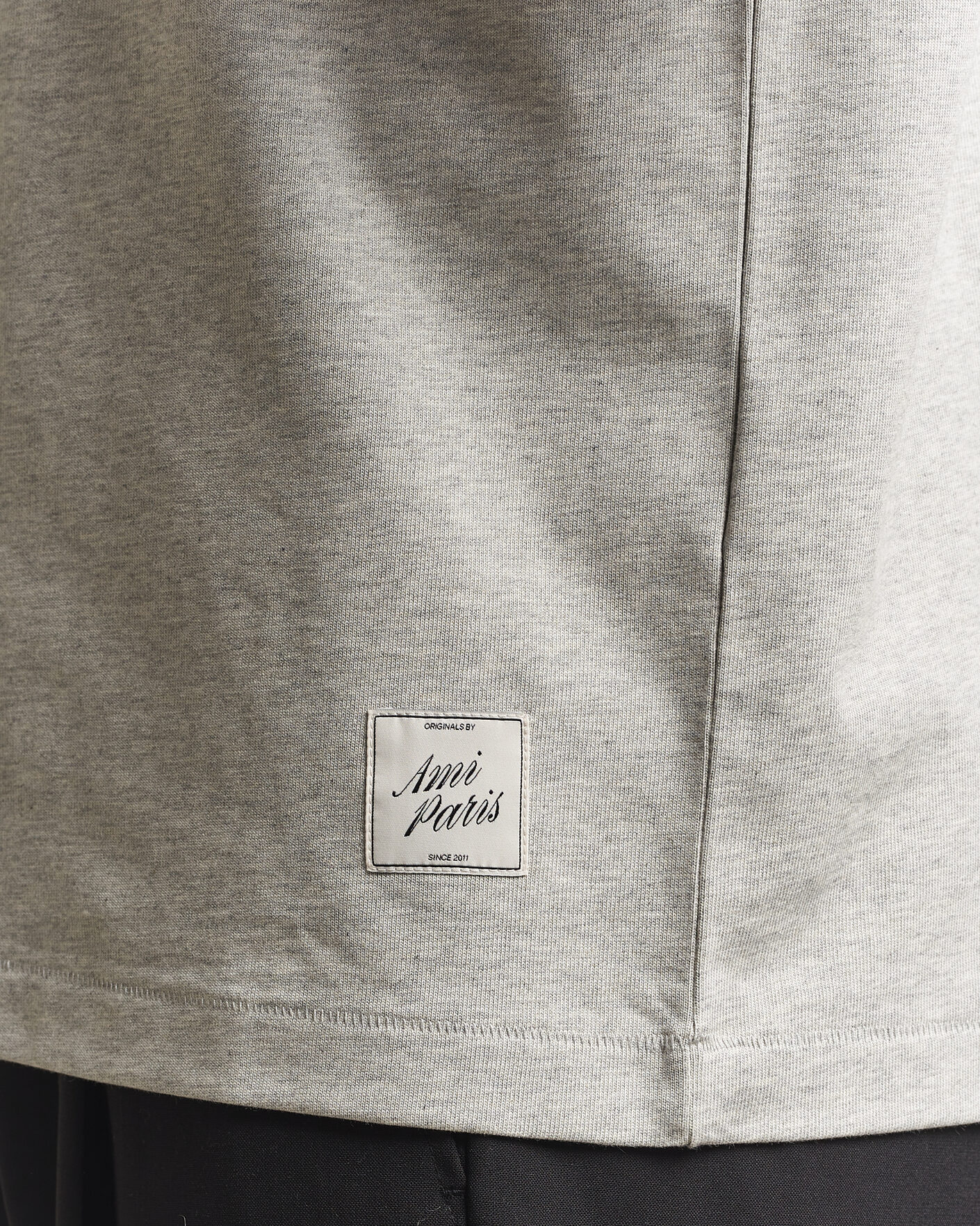Uomini | T-shirt | AMI | Heritage Logo T-Shirt Light Grey Melange