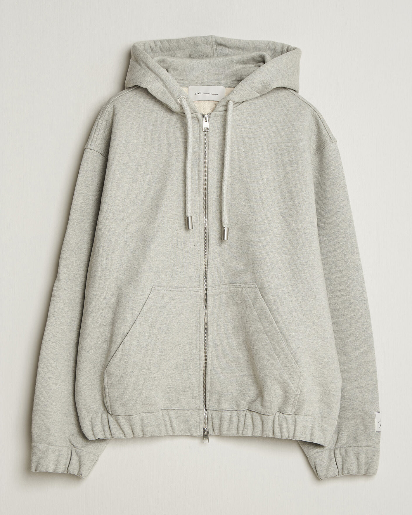 Uomini | Maglieria | AMI | Heritage Logo Full Zip Hoodie Light Grey Melange