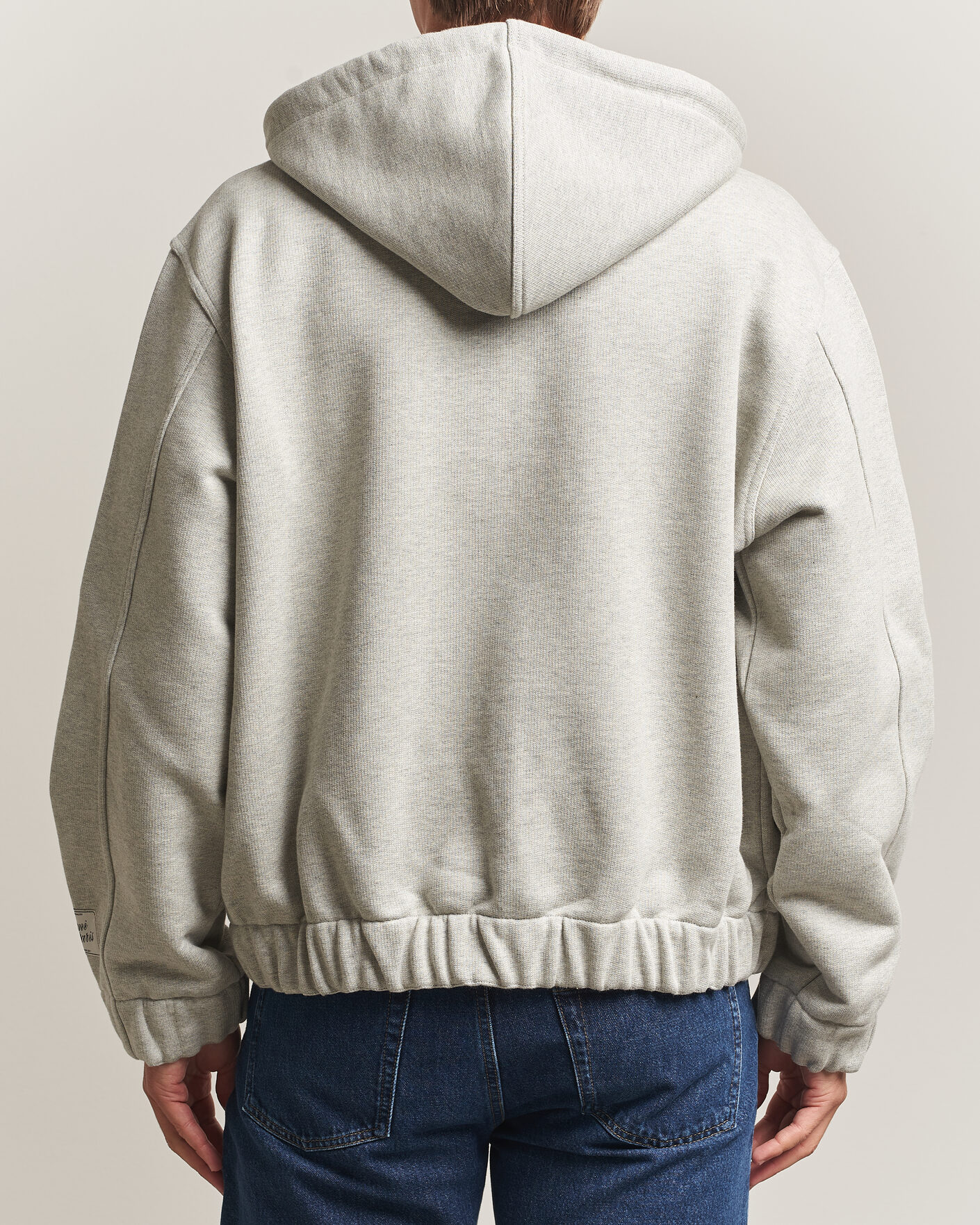 Uomini | Maglieria | AMI | Heritage Logo Full Zip Hoodie Light Grey Melange