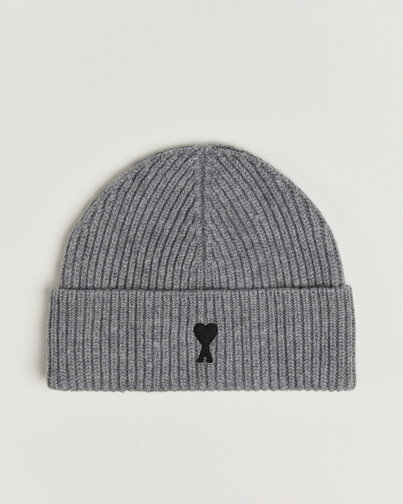 Uomini | Berretti | AMI | Contrasted Heart Logo Beanie Light Grey Melange
