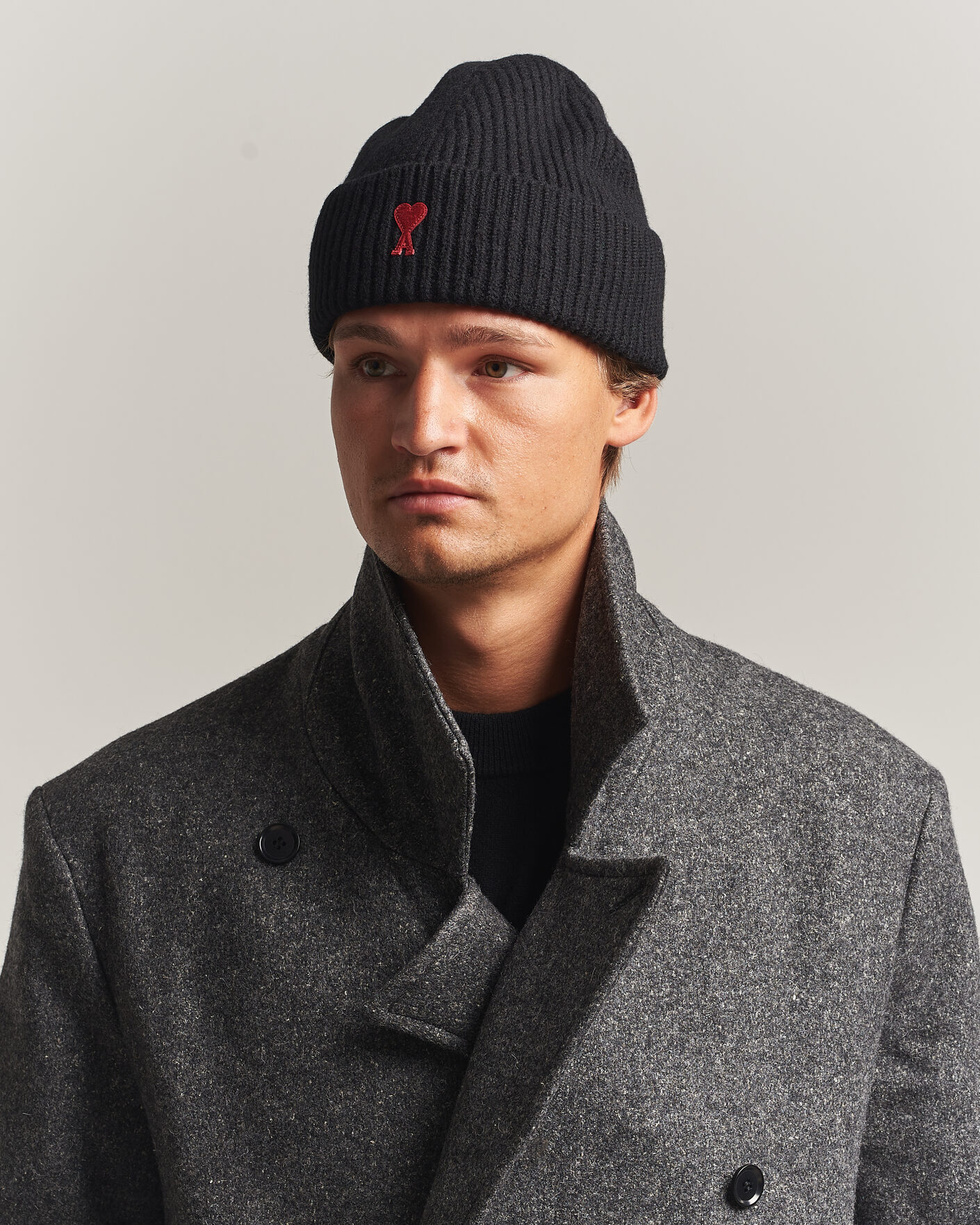 Uomini | Berretti | AMI | Heart Logo Beanie Black