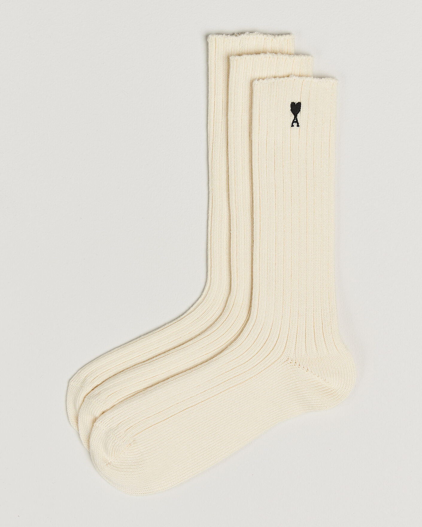 Uomini | Biancheria intima | AMI | 3-Pack Heart Logo Cotton Socks Ivory