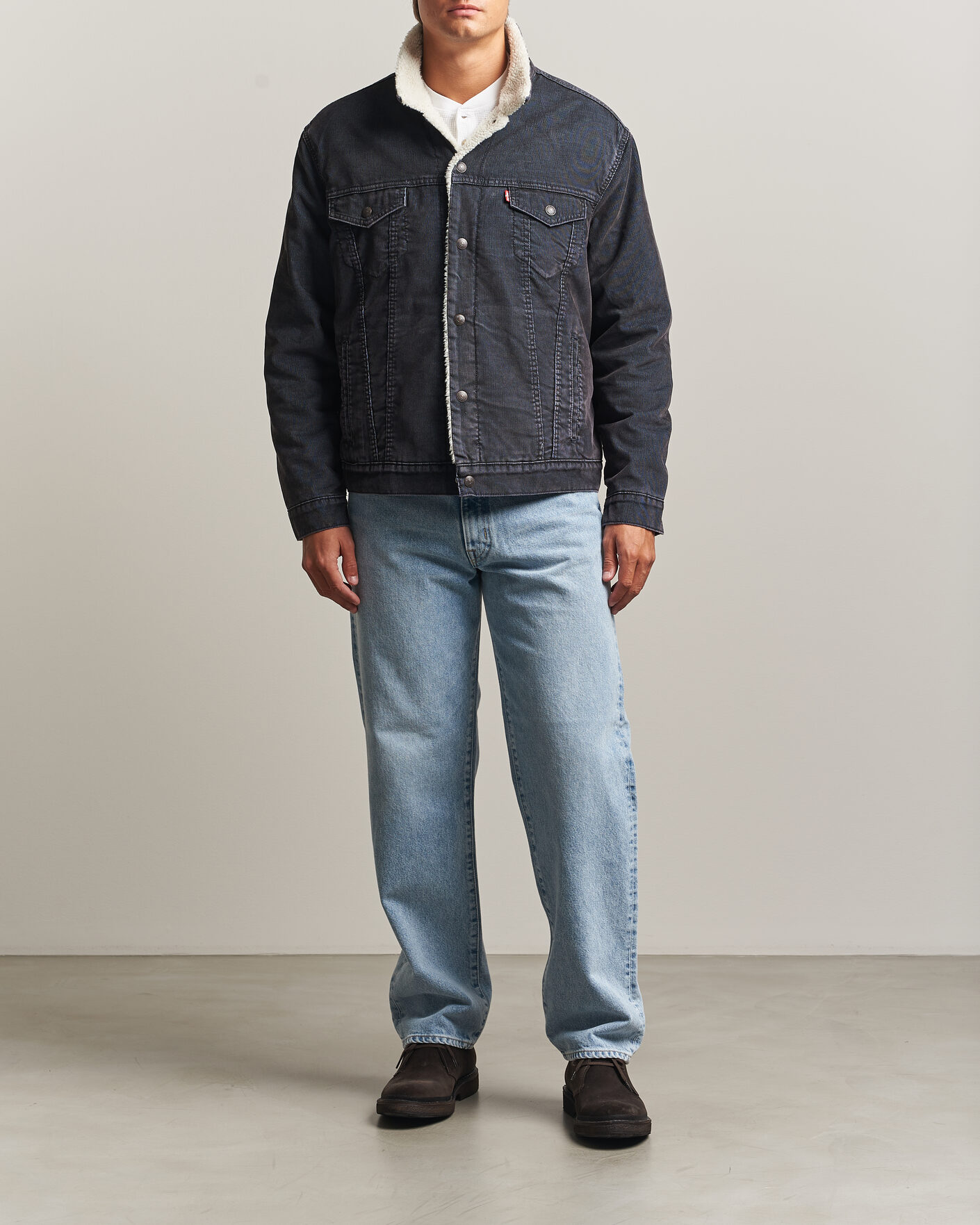 Uomini | Giacche | Levi's | Type 3 Sherpa Trucker Worn-In Delft Steelhead