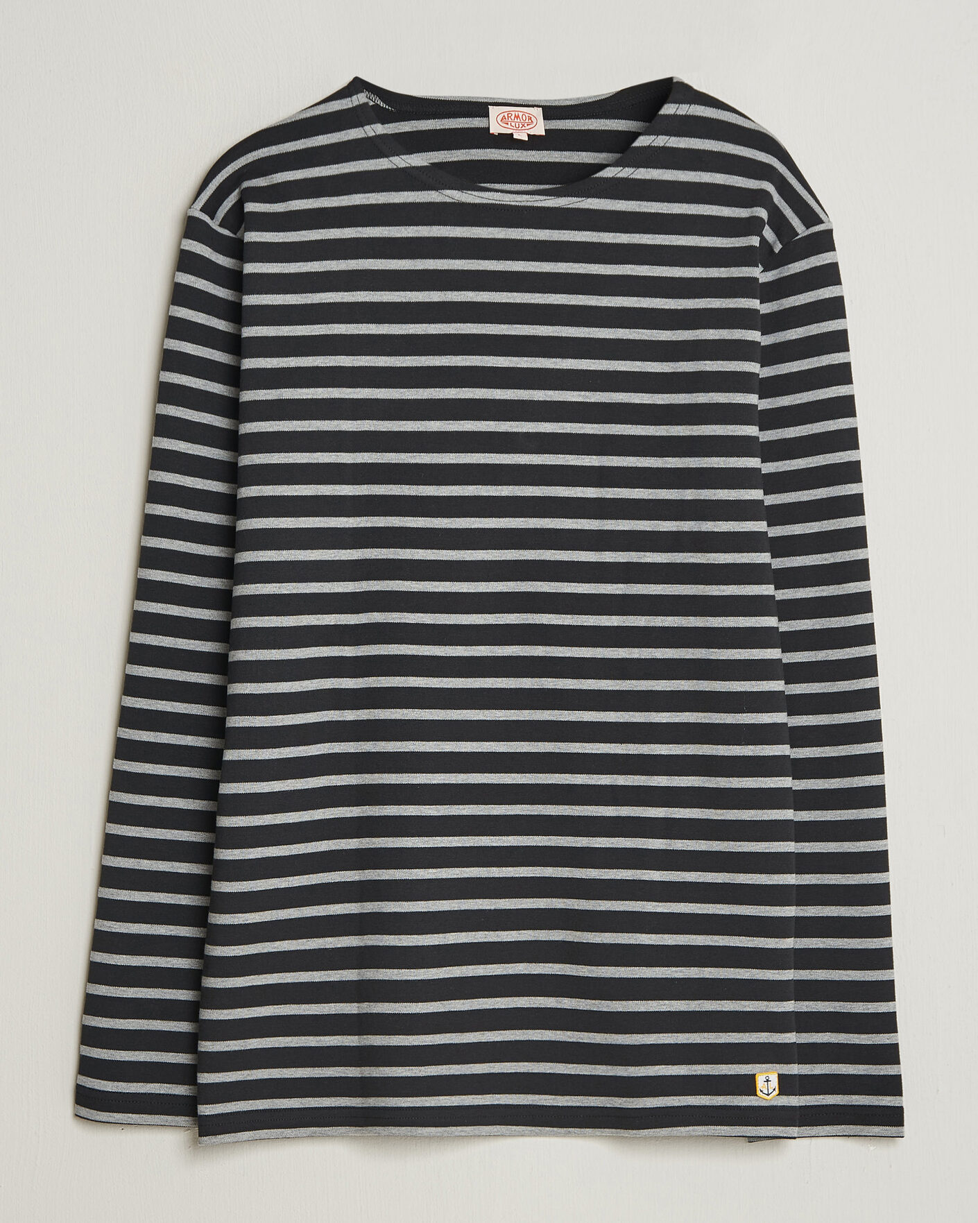 Uomini | T-shirt | Armor-lux | Houat Héritage Stripe Long Sleeve T-Shirt Black/Grey